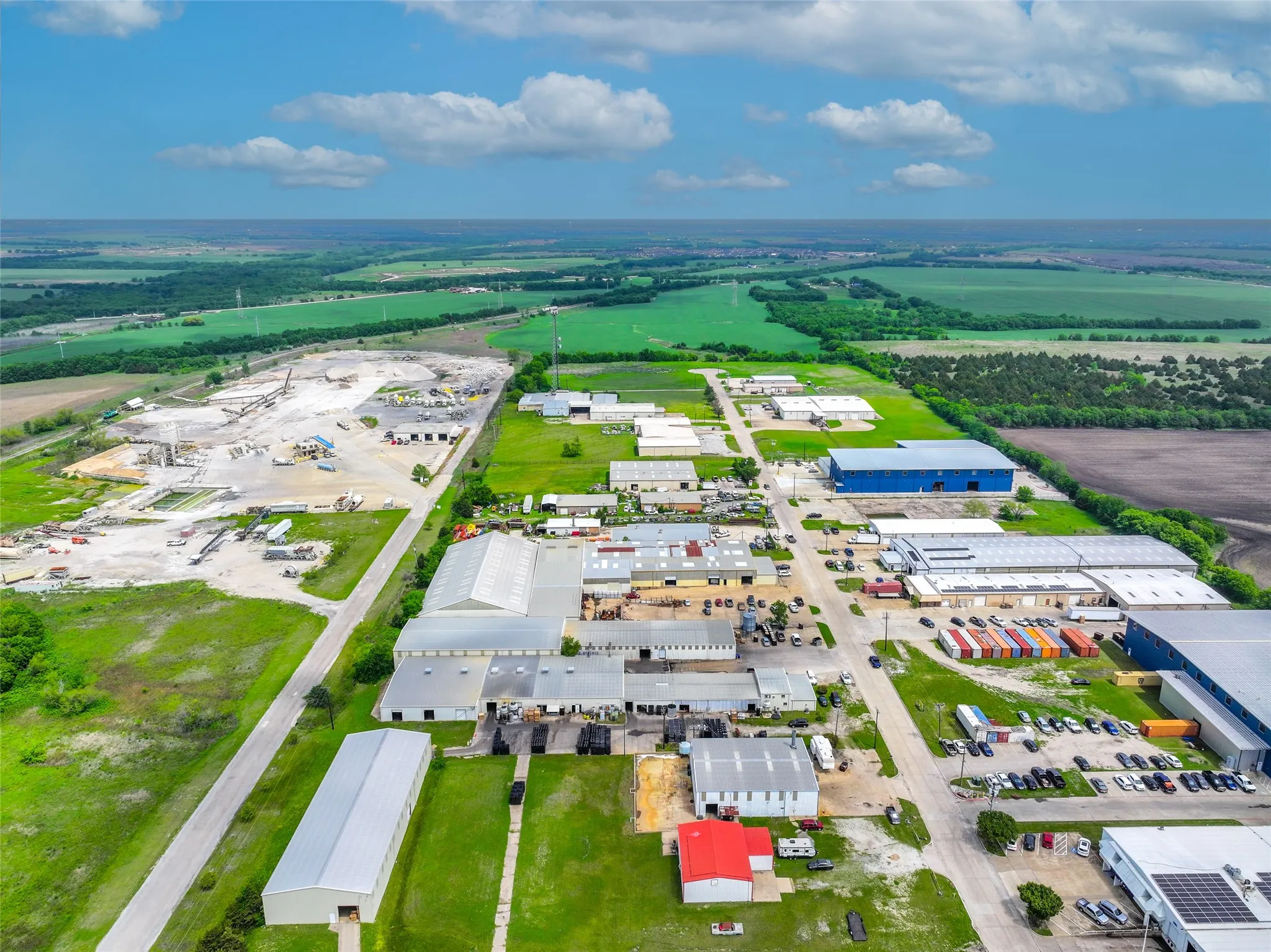 Aerial view of industrial structures