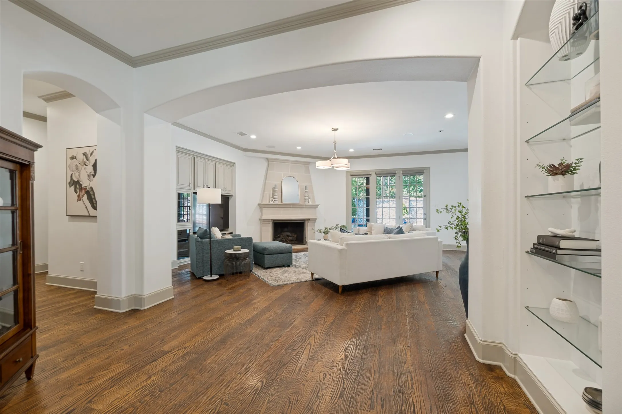 The family room has great views and access to the heated pool and outdoor entertaining area.