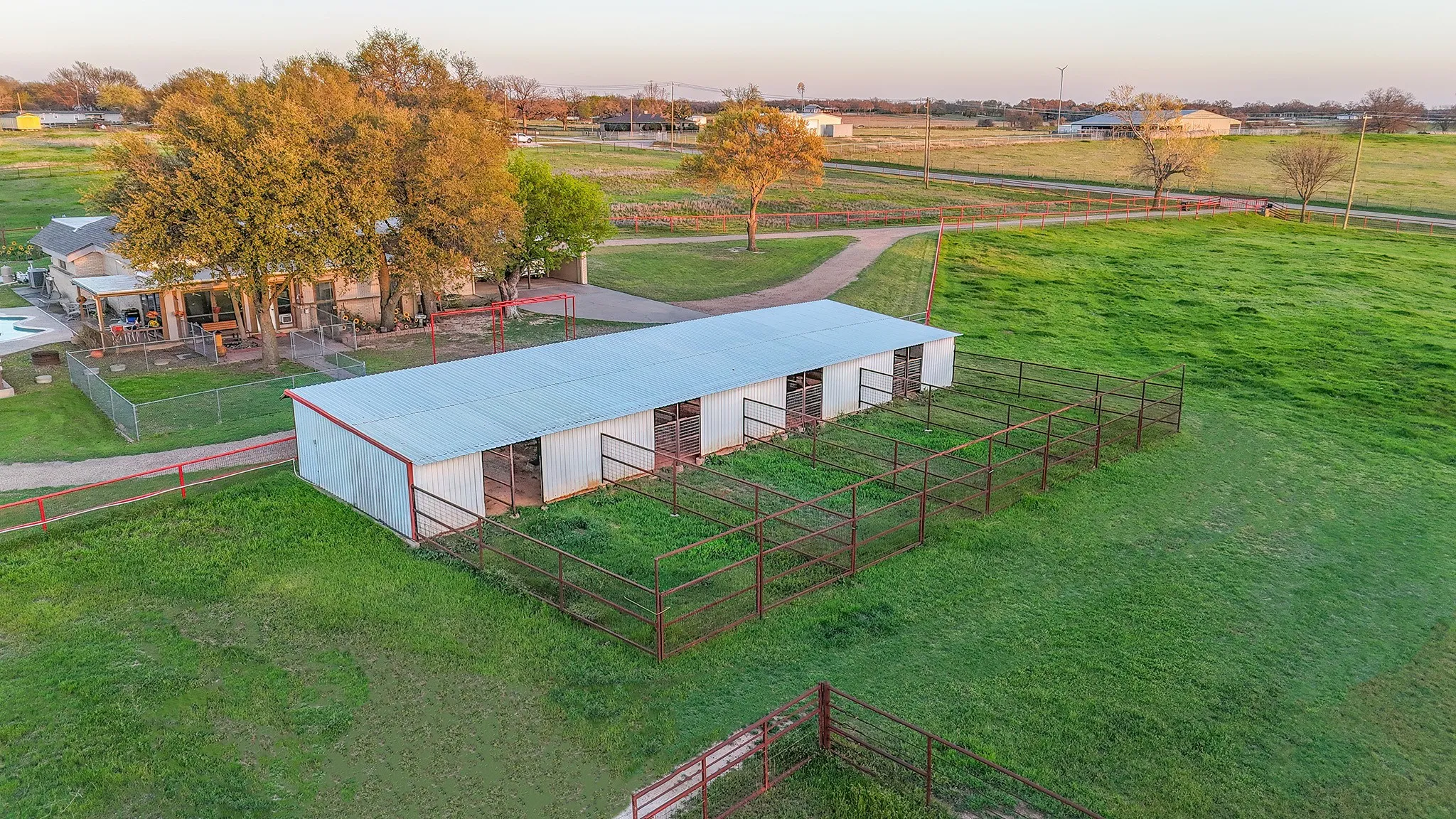 Aerial view at dusk of a view of rural / pastoral area