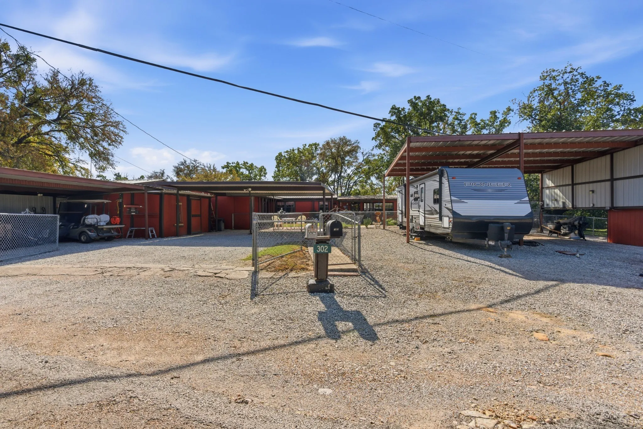 Generous RV and covered parking area.