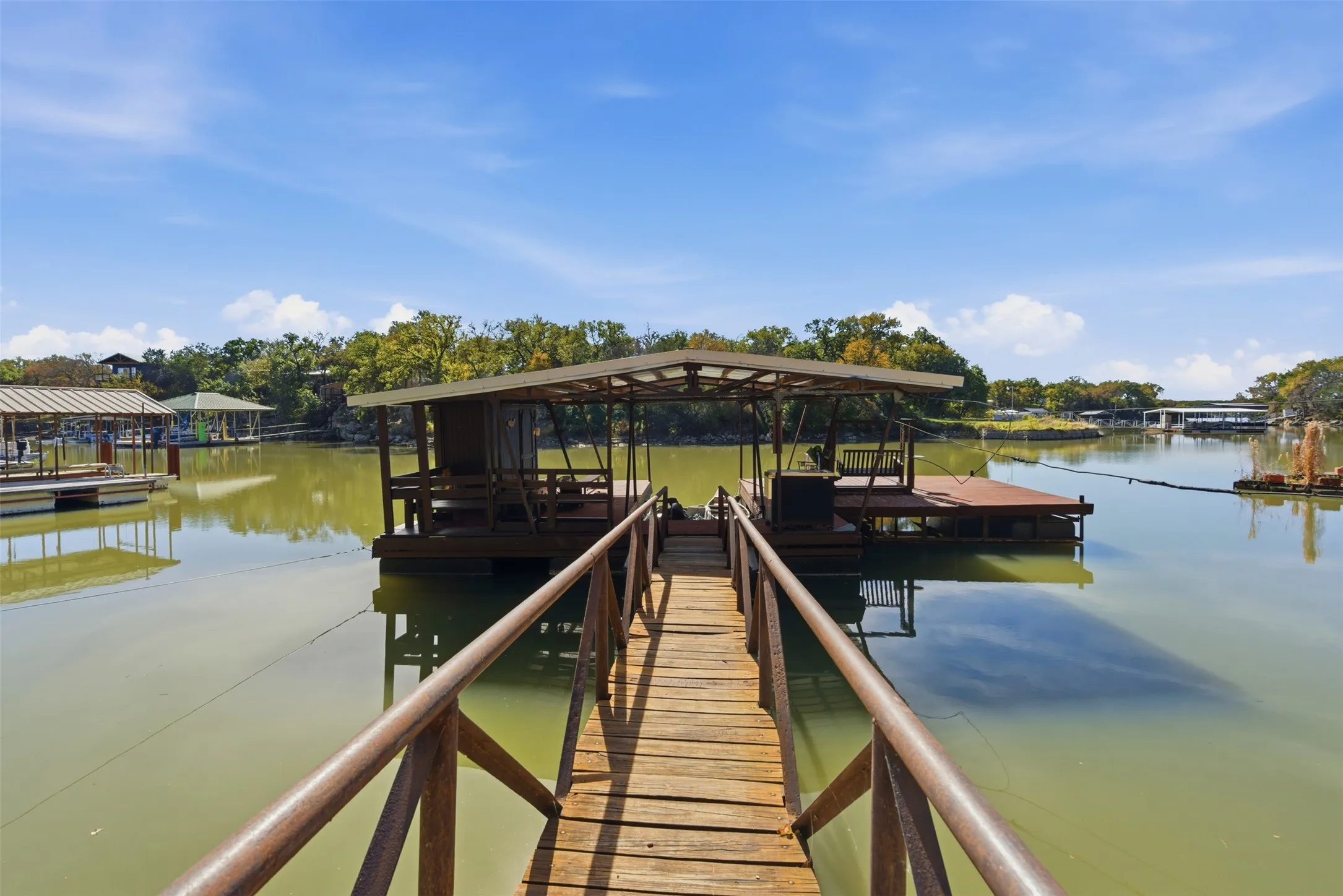 15' water depth at the covered boat dock.