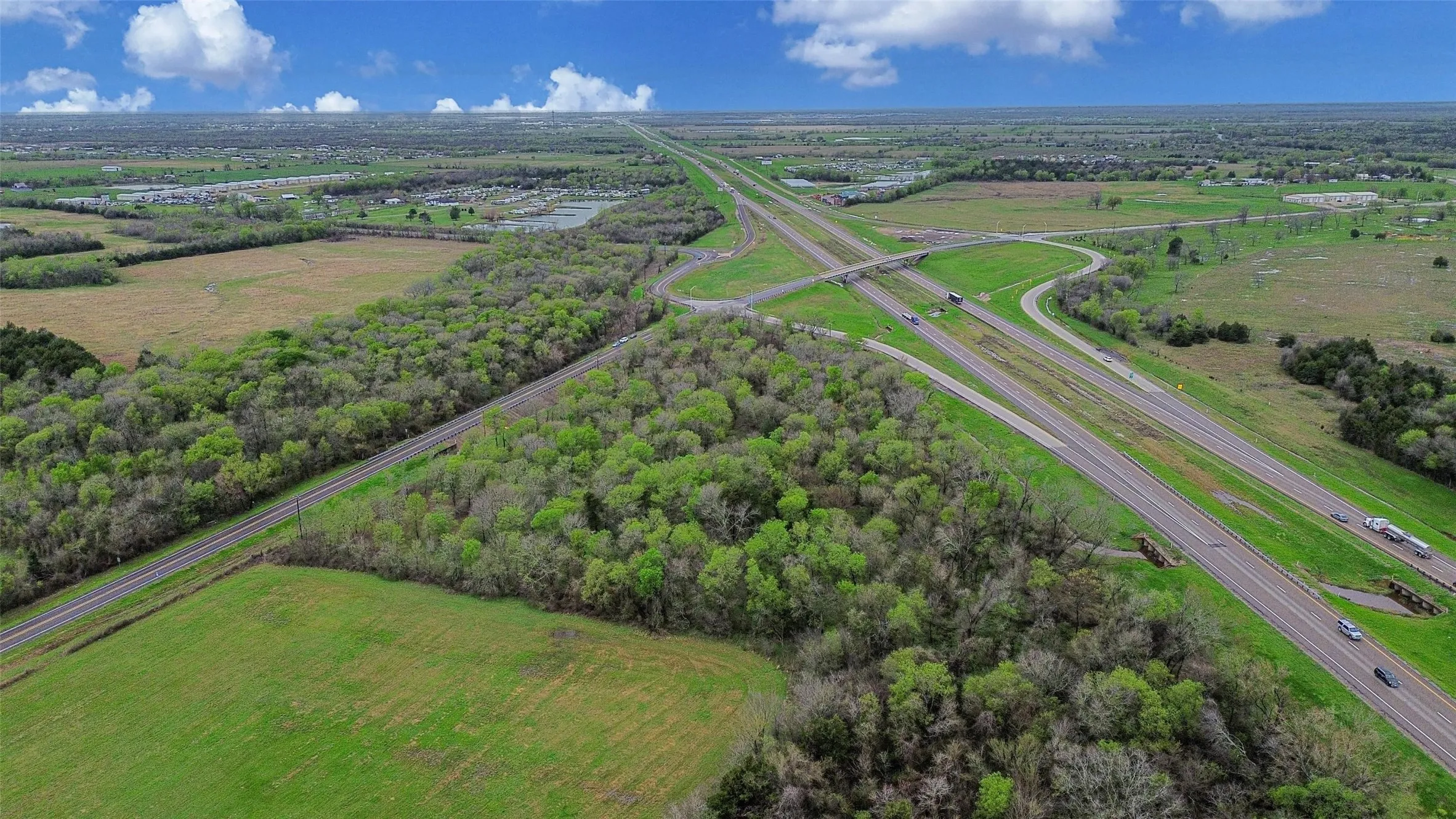 Aerial view of sparsely populated area
