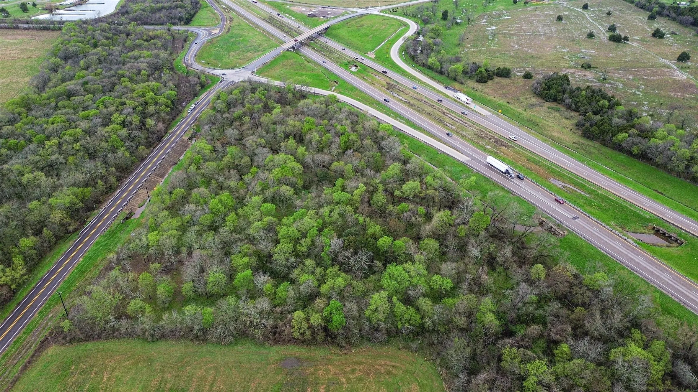 Aerial view of sparsely populated area