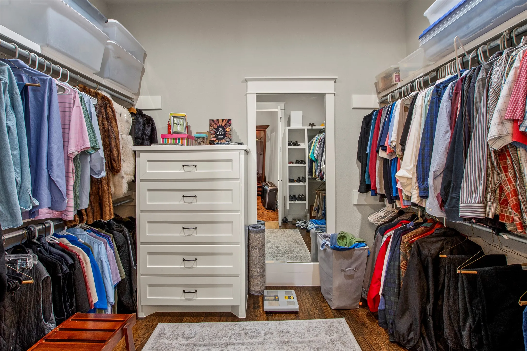Primary bedroom walk in closet