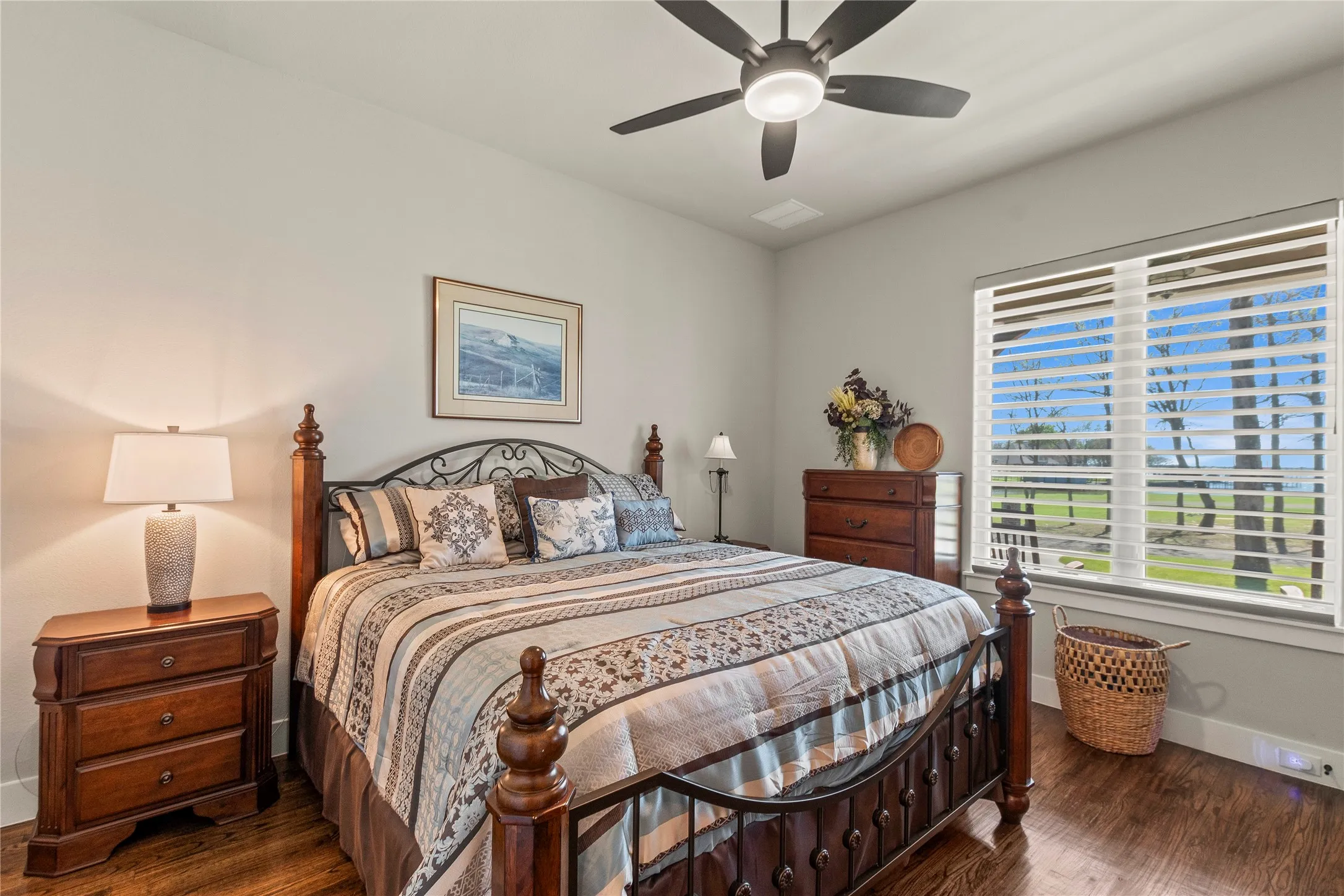 Guest bedroom 2 with water view from window.