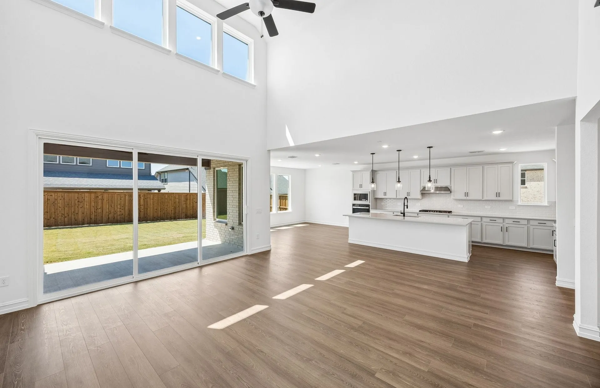 Two story windows in gathering room