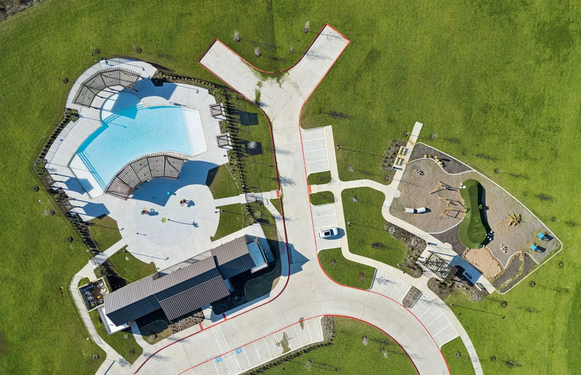Clubhouse, pool, and playground