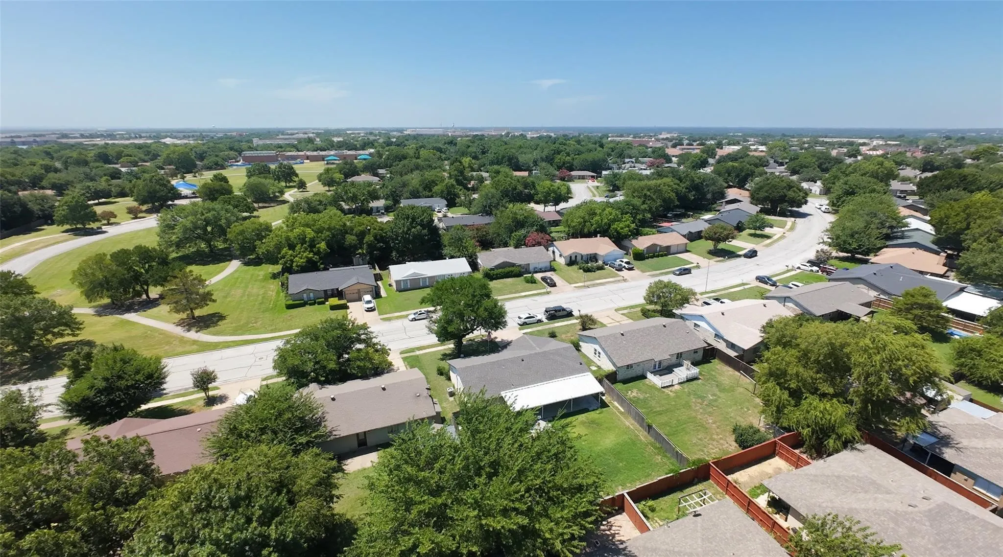 Aerial perspective of suburban area