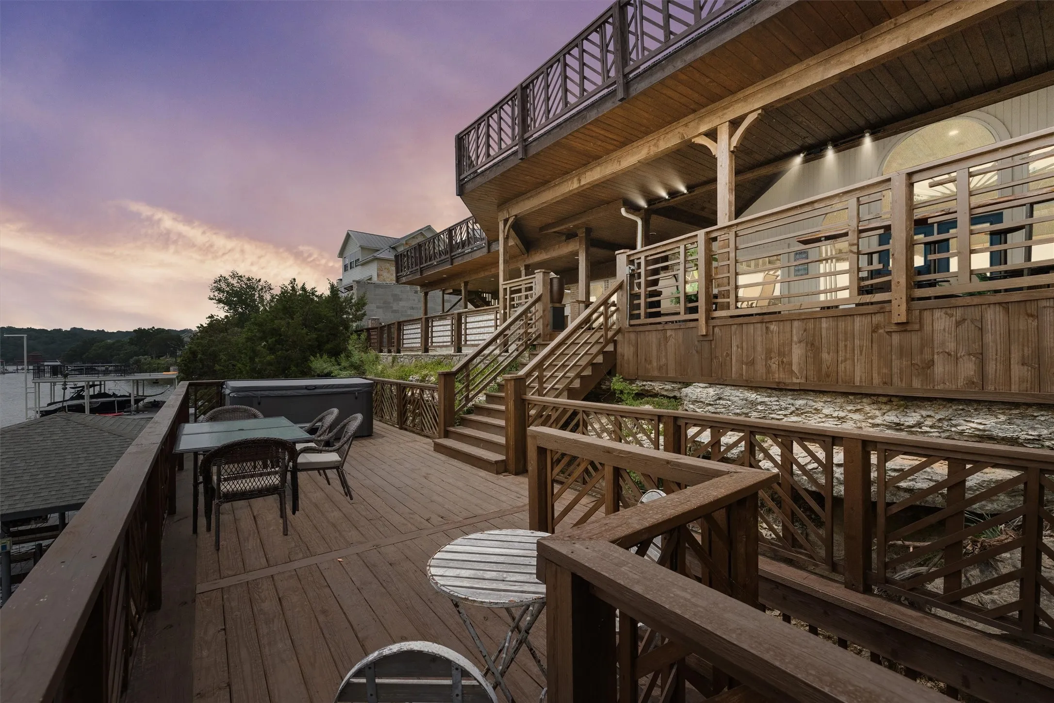 Evening view of the deck with spectacular views!