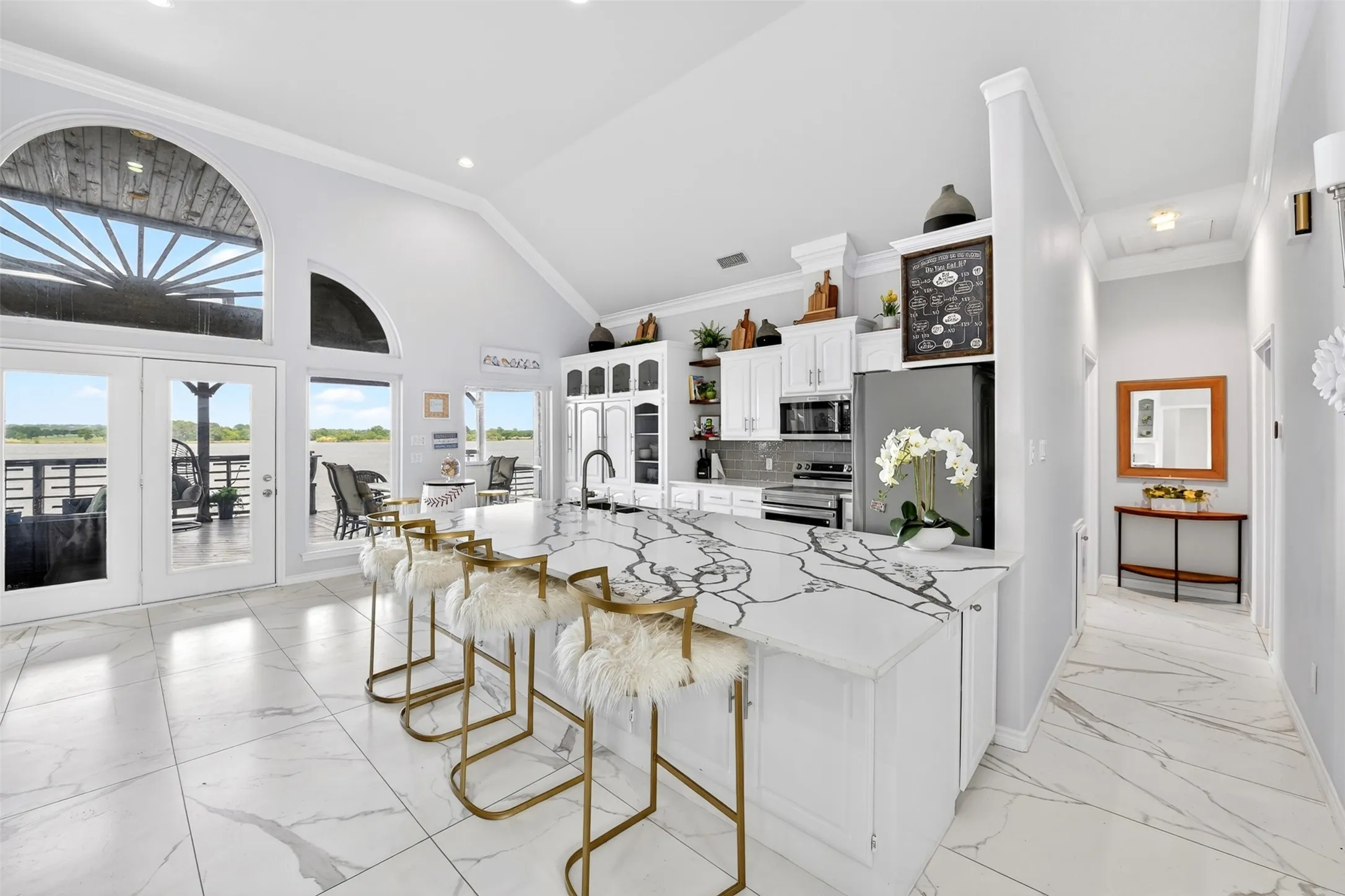 View of Kitchen with large island