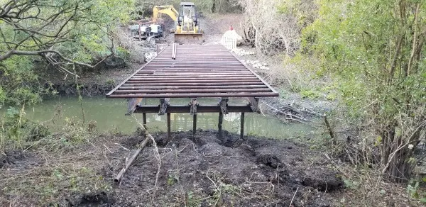 bridge connecting parcels while under construction