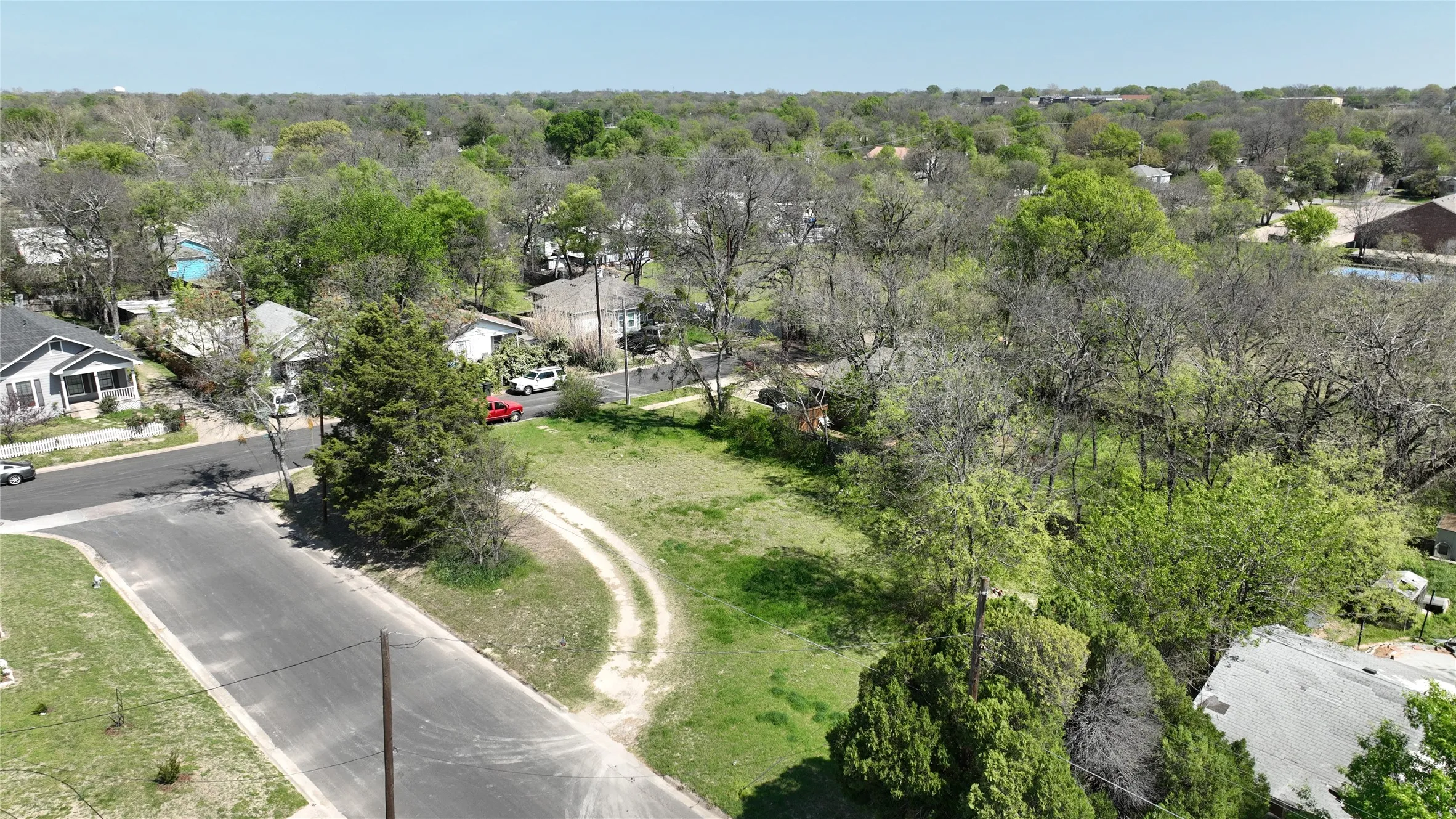 Aerial perspective of suburban area