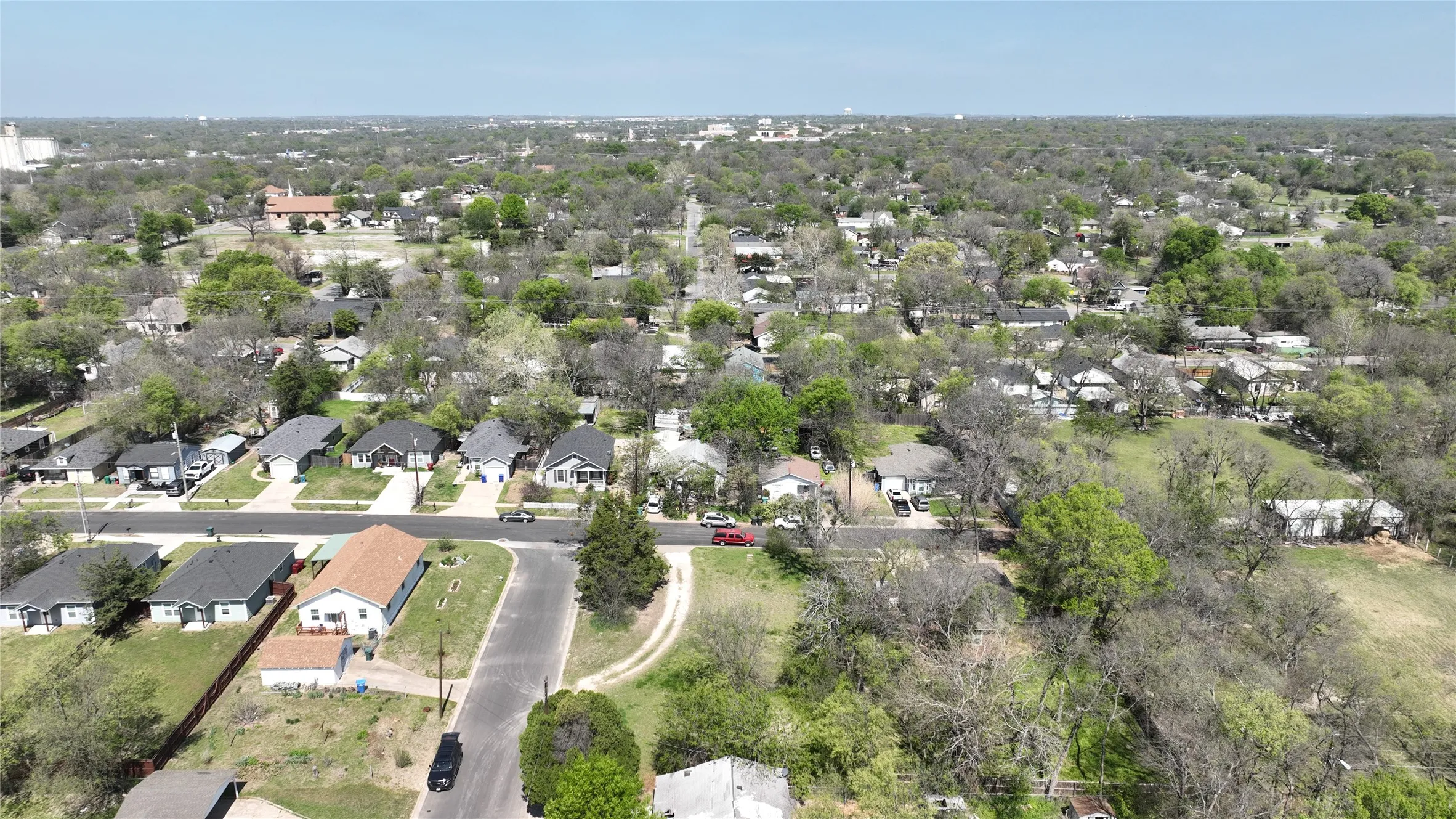 Aerial perspective of suburban area