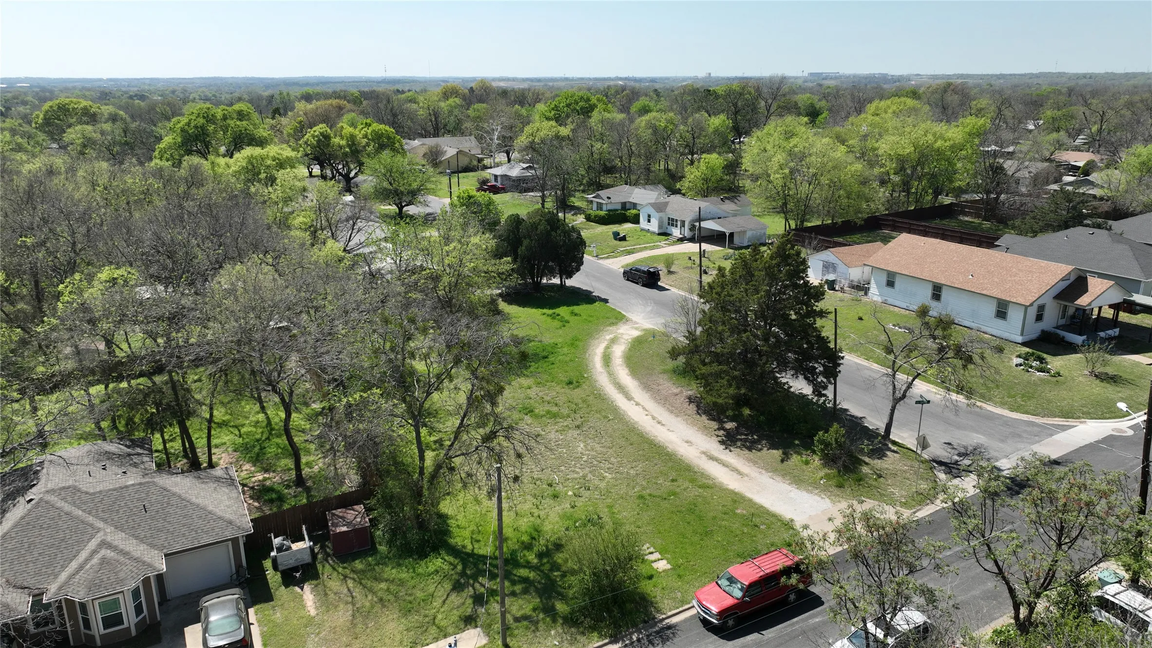 Aerial perspective of suburban area