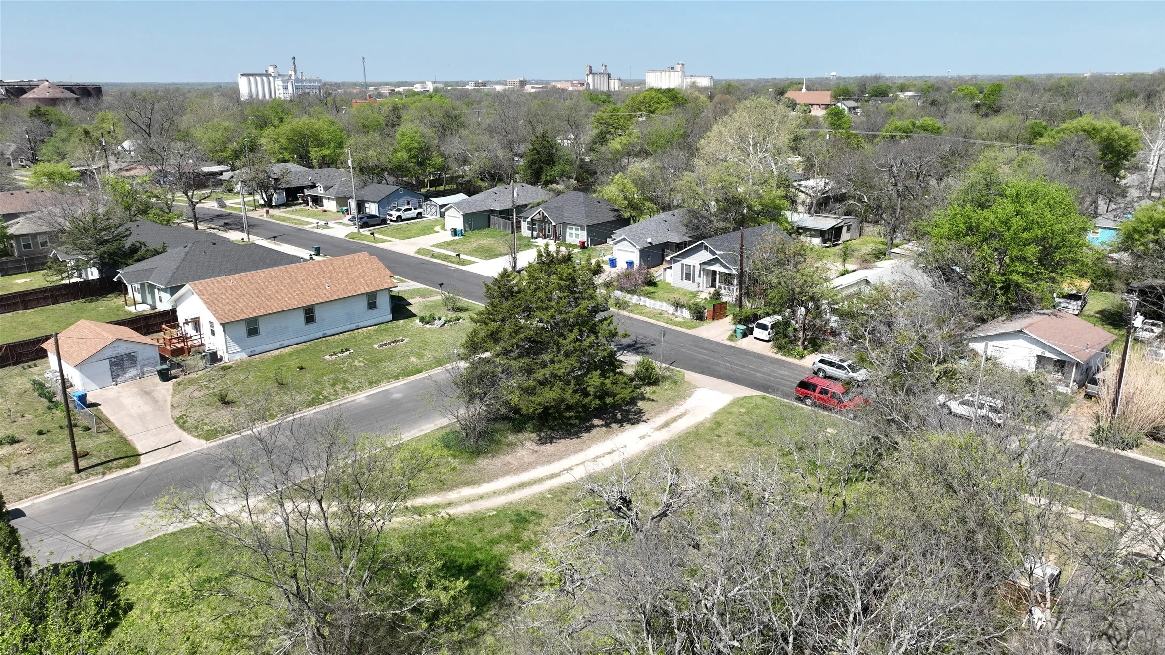 Aerial perspective of suburban area