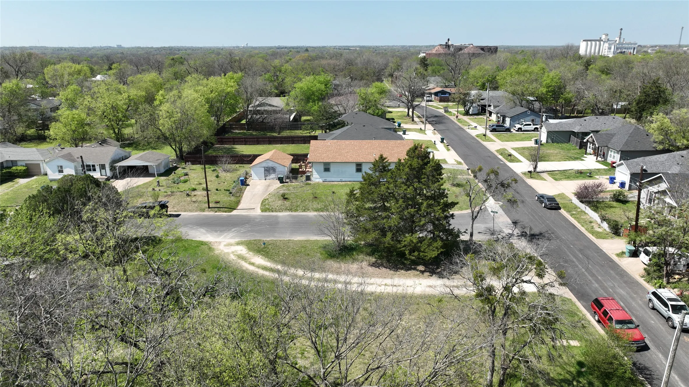 Aerial view of residential area