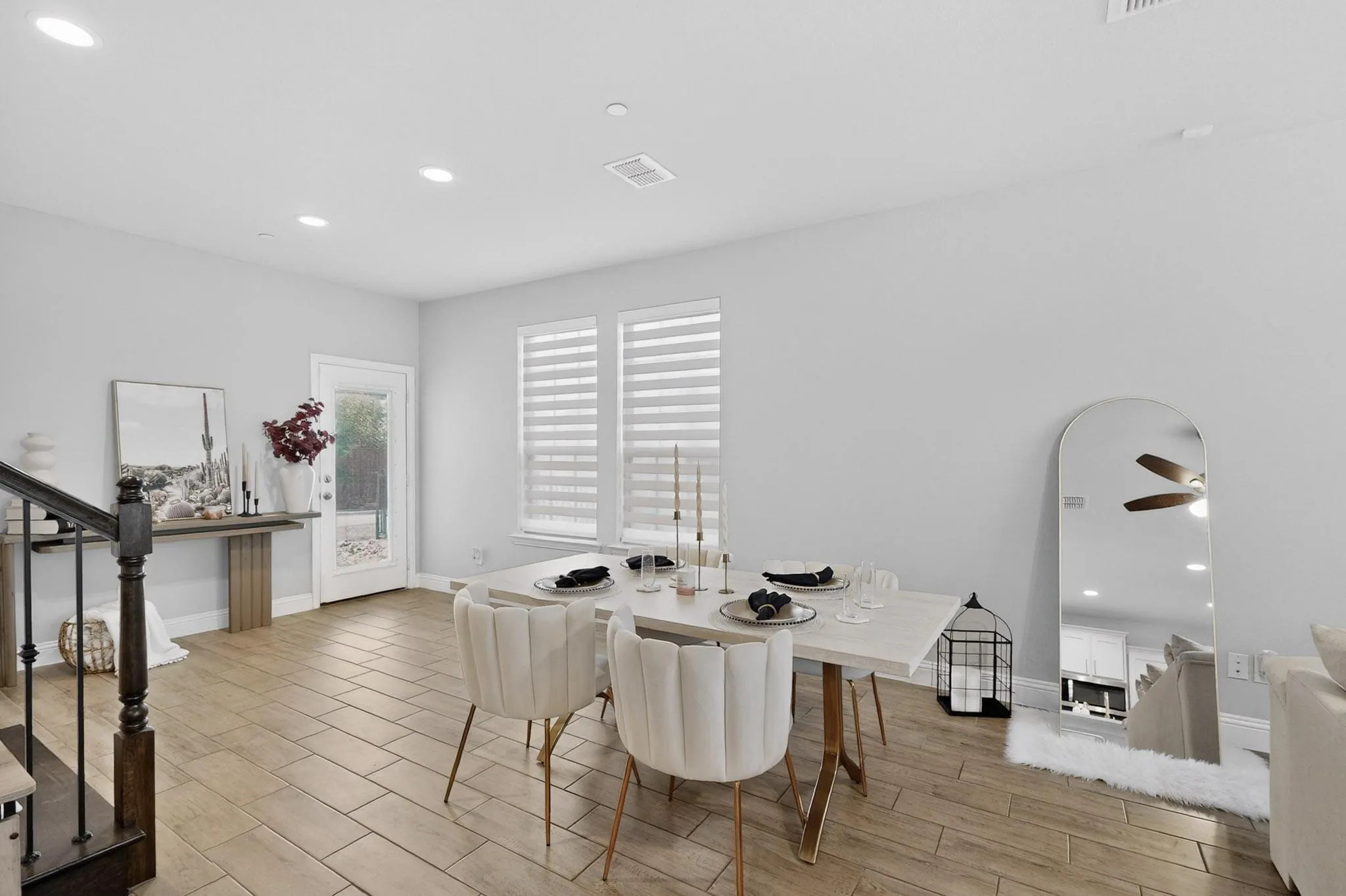 Dining space connects kitchen and living