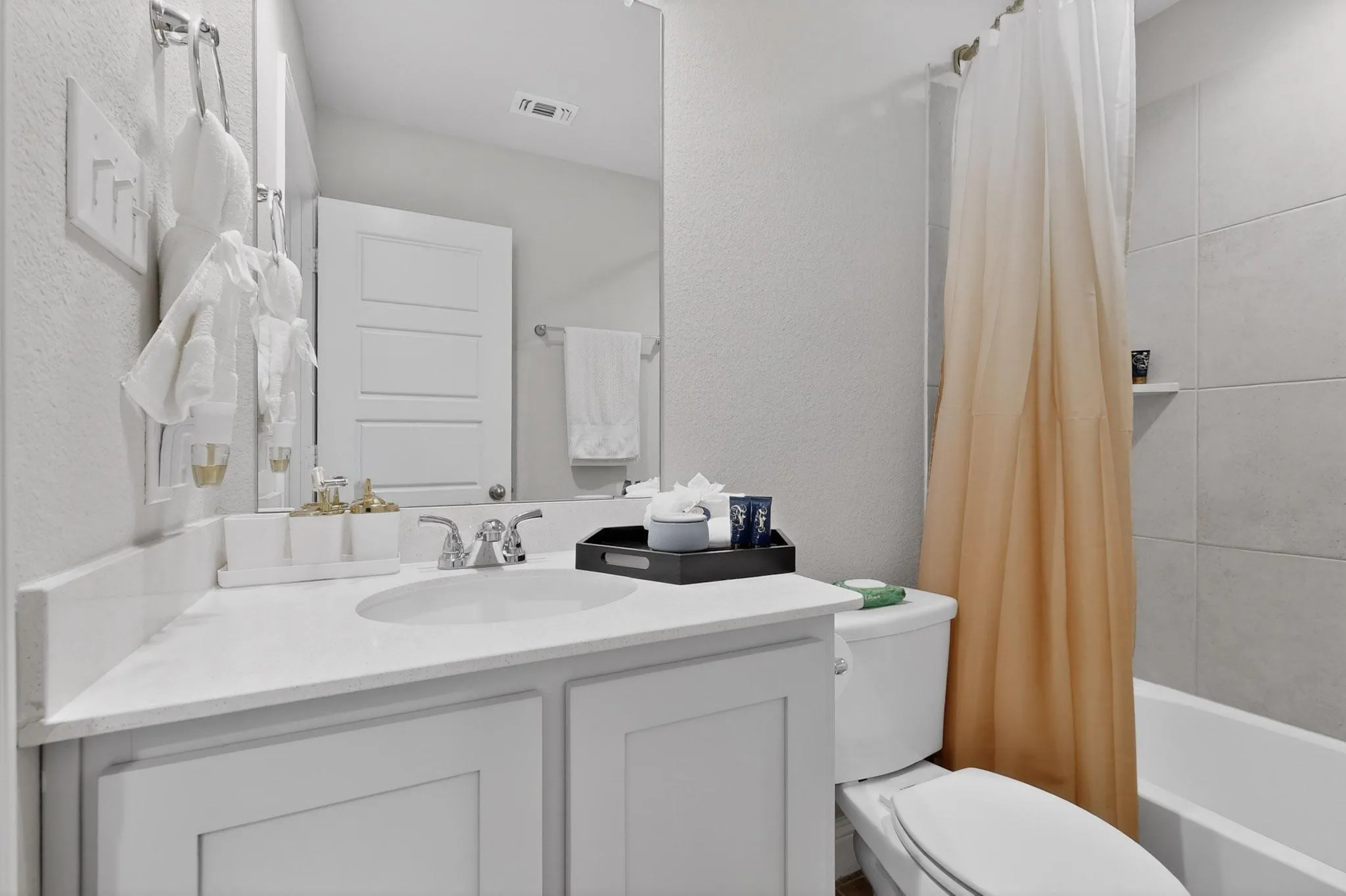 Guest bath with tidy vanity