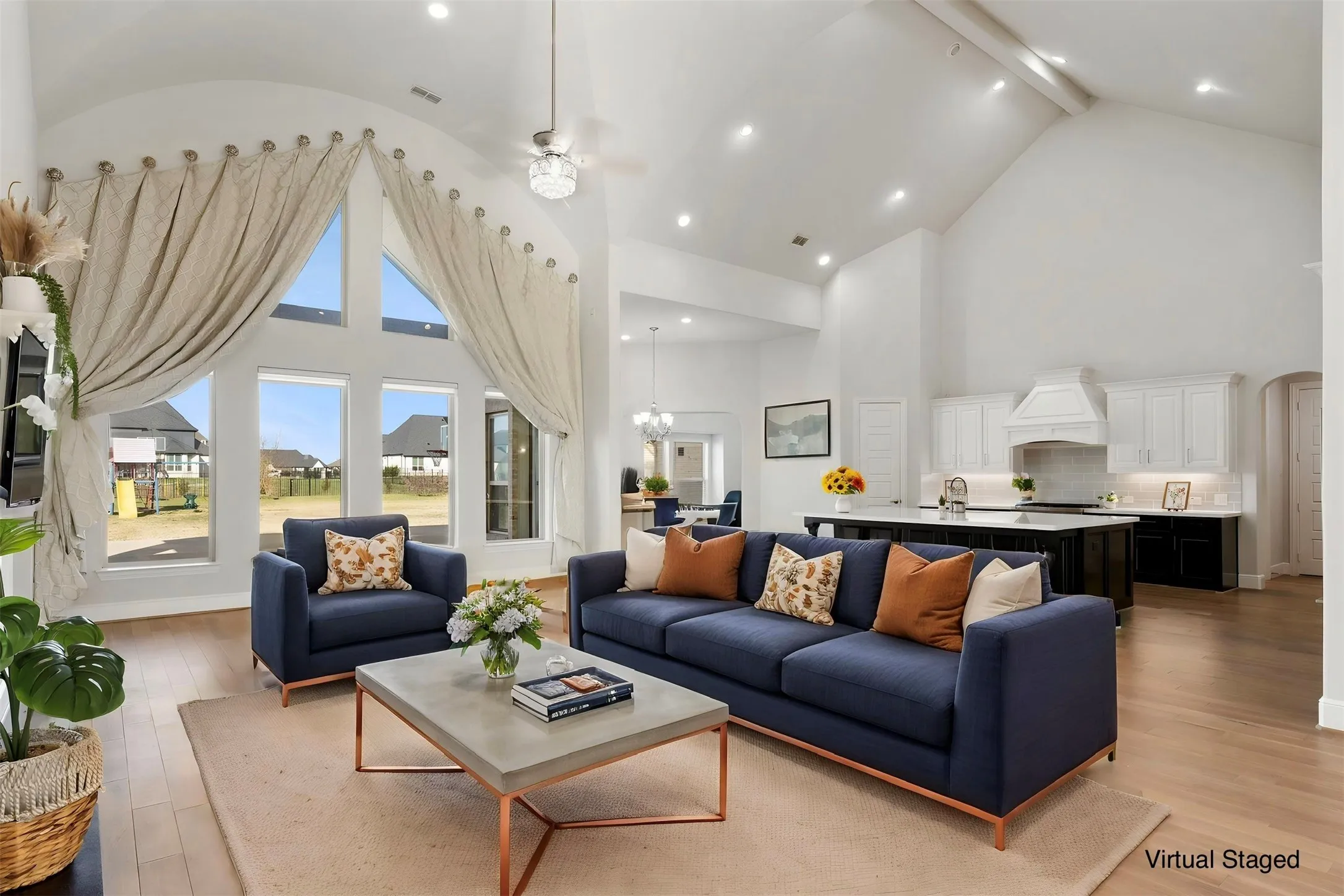 Virtual Staged -Custom Groin Vaulted Ceiling