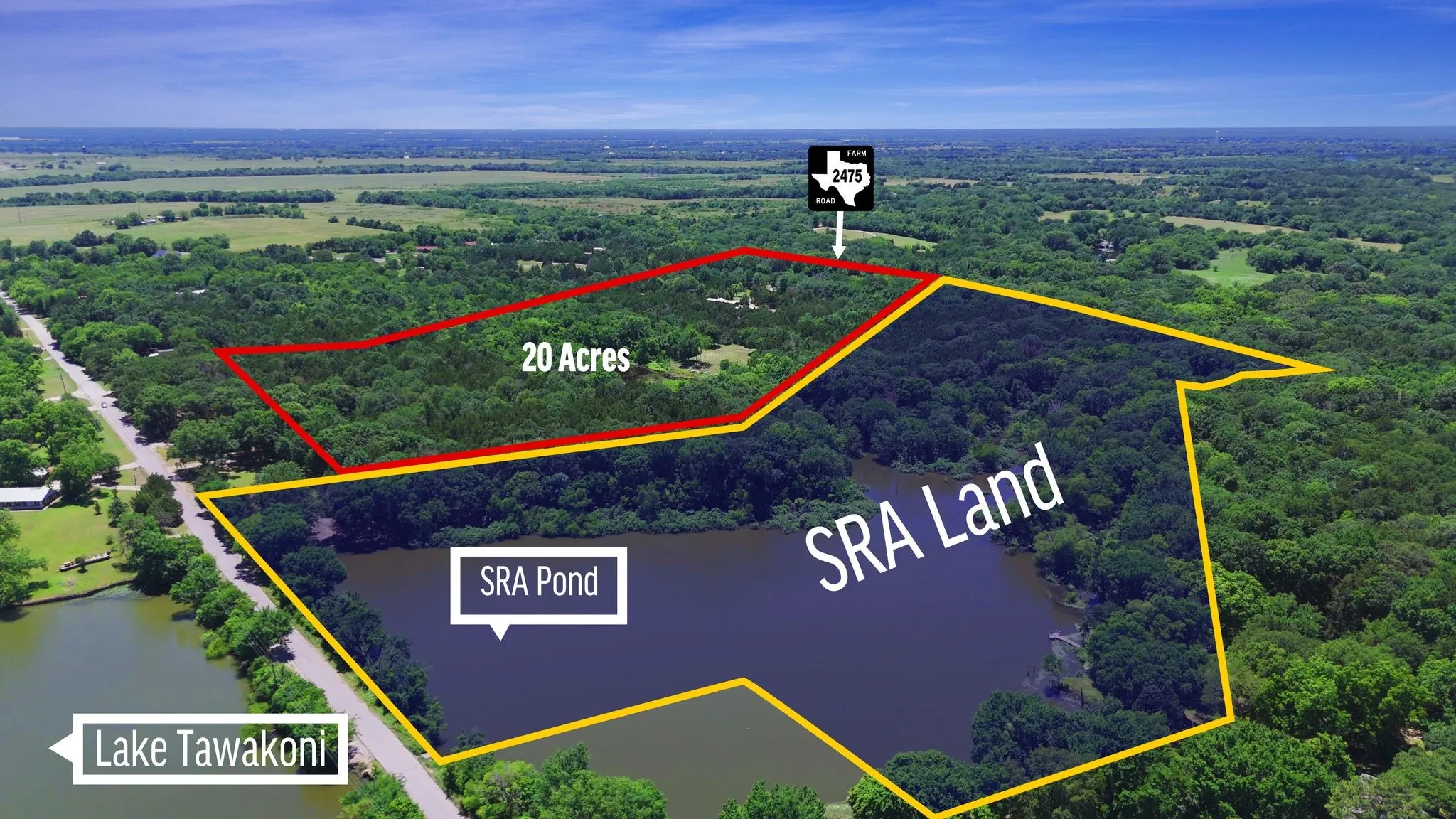 Aerial view from CR 3829! Deeded property does not front the CR to the rear.