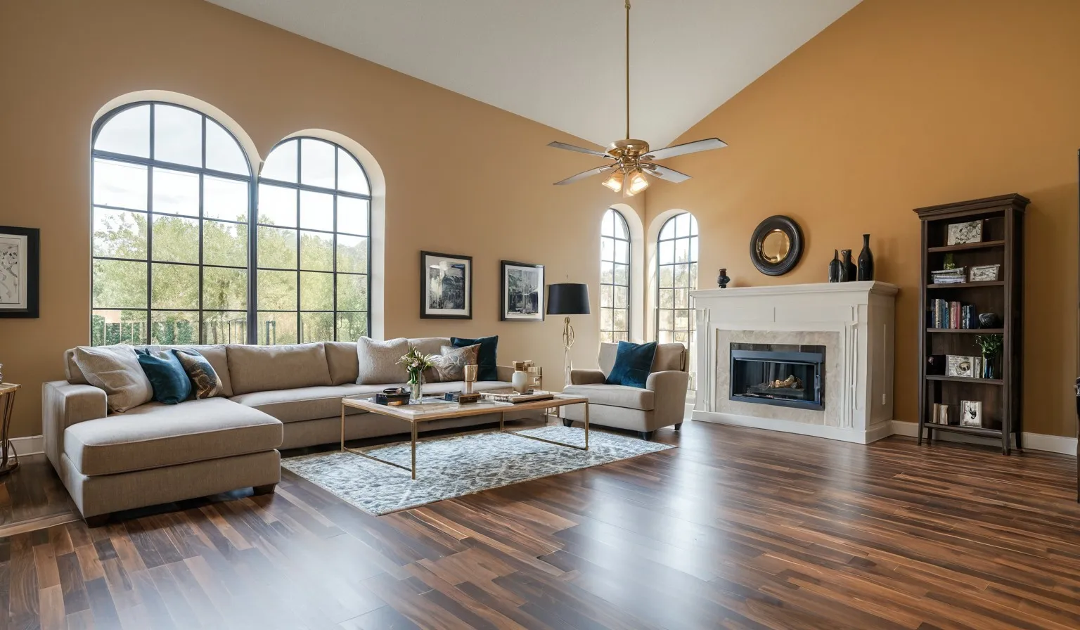 Virtually staged living area with lots of natural light