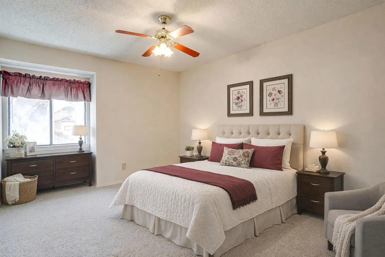 Virtually staged upstairs bedroom