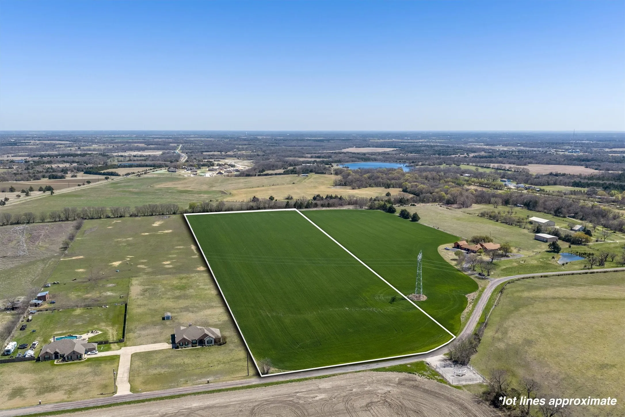 Looking southeast with approximate boundary lines.