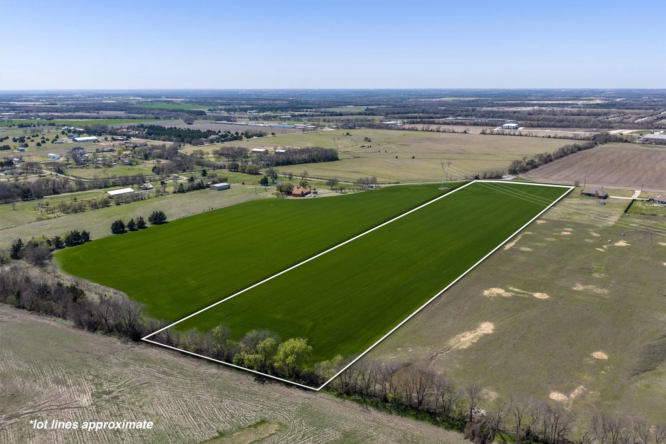 Looking southwest with approximate boundary lines.