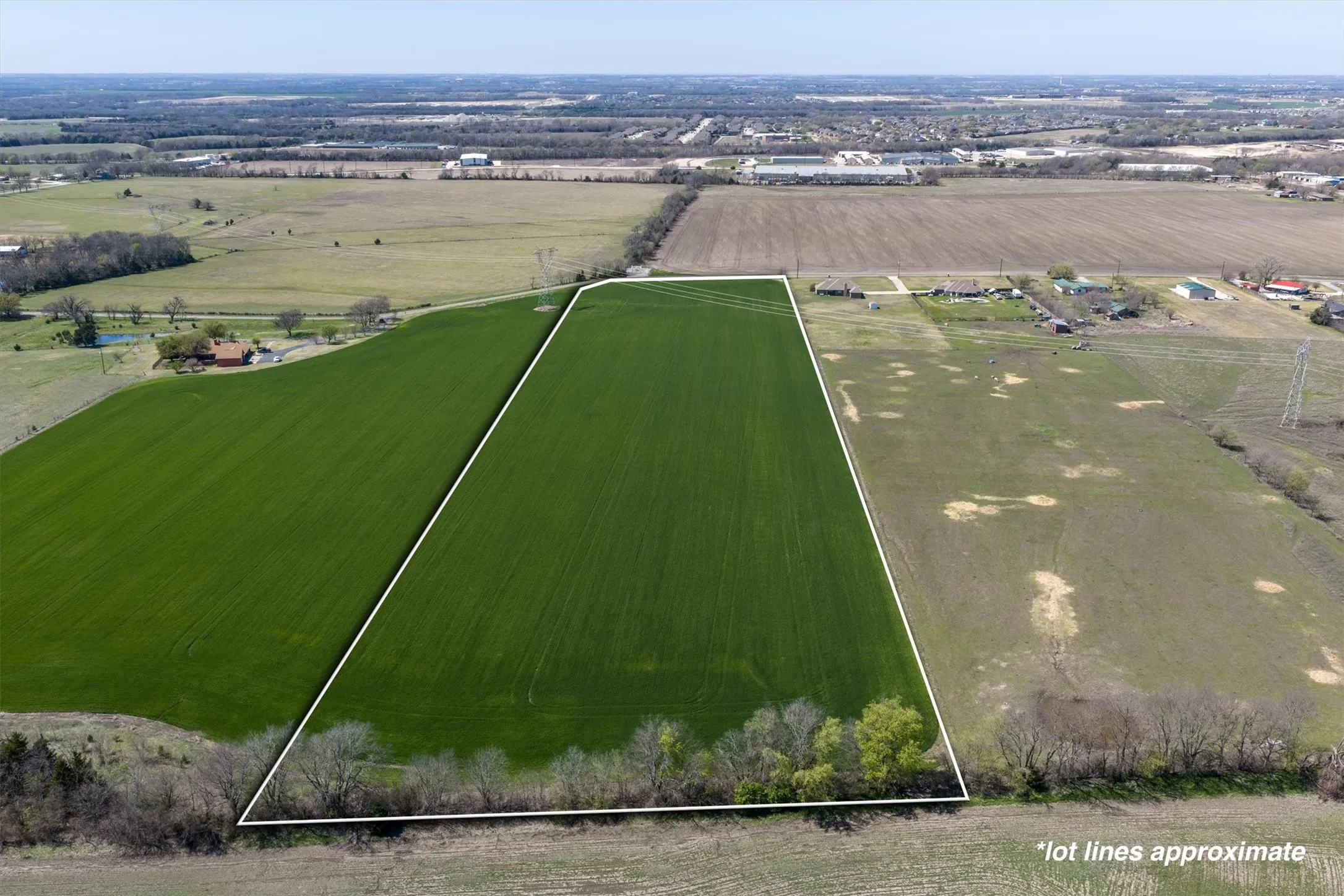 Looking west with approximate boundary lines.