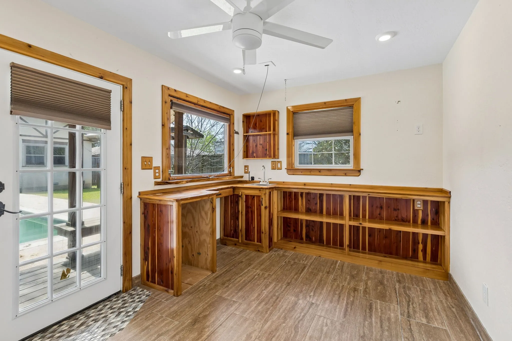 Inside of pool house