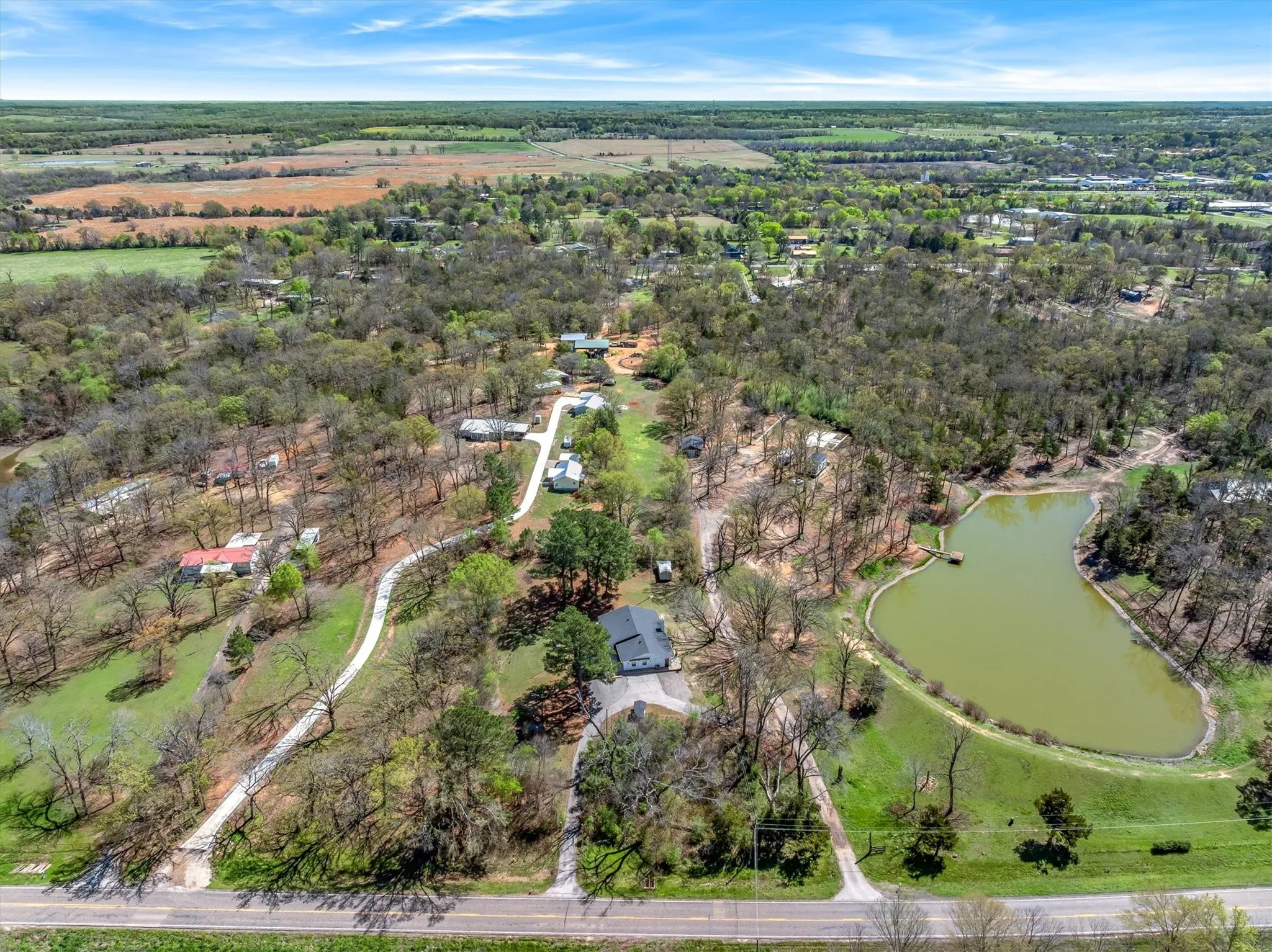 Bird's eye view of a nearby body of water