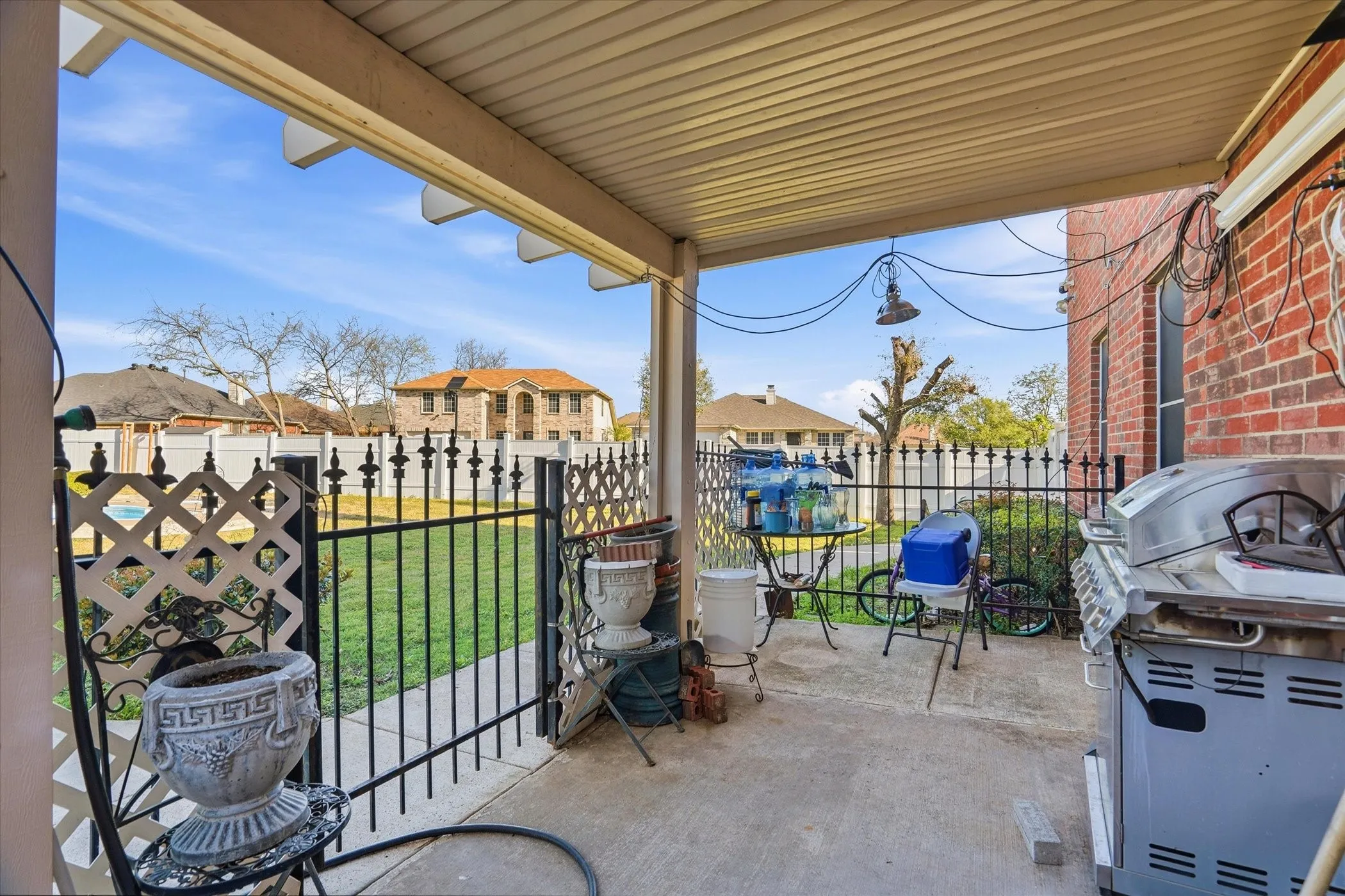 View of patio featuring grilling area