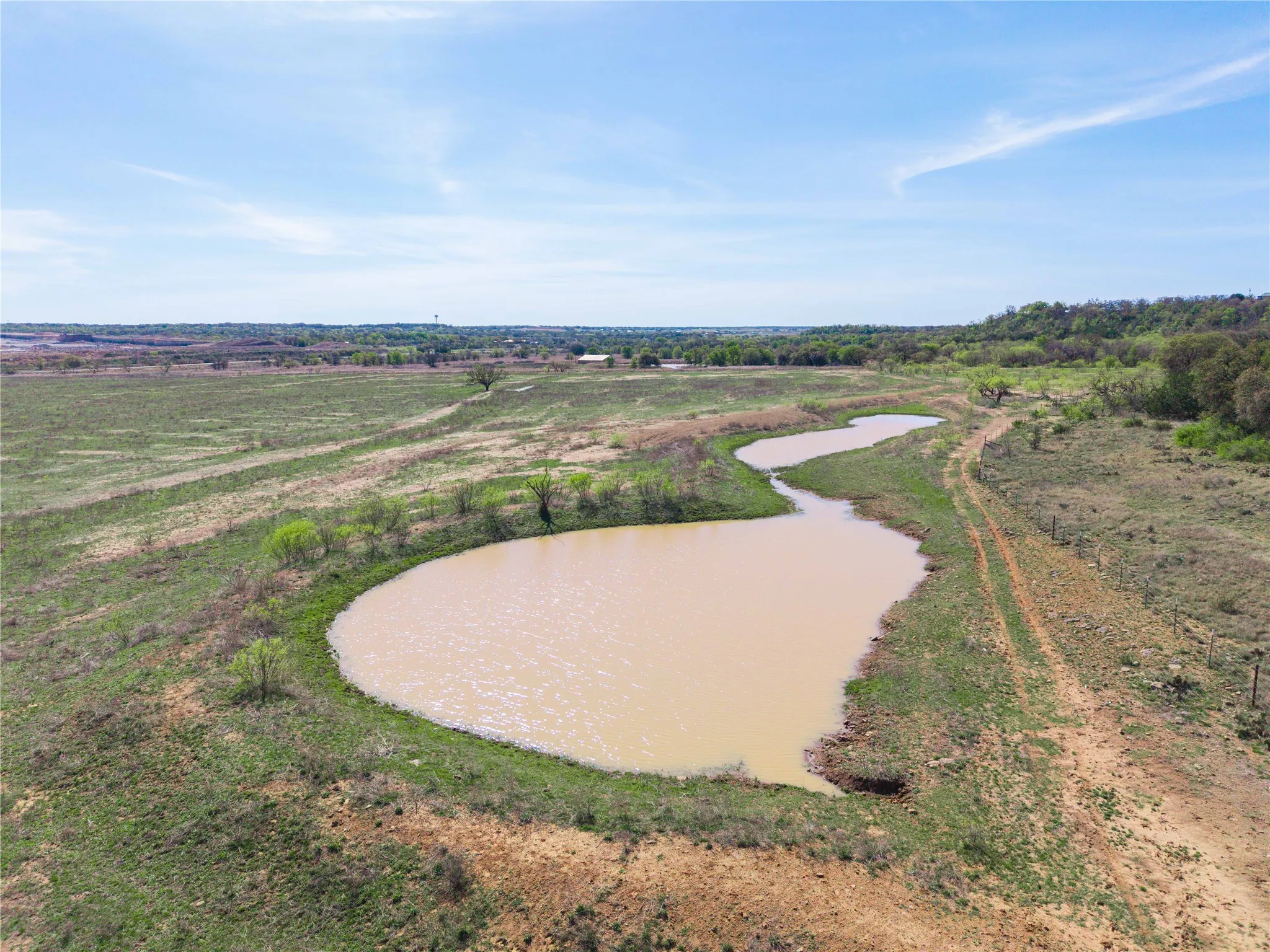 Drone / aerial view of a large body of water