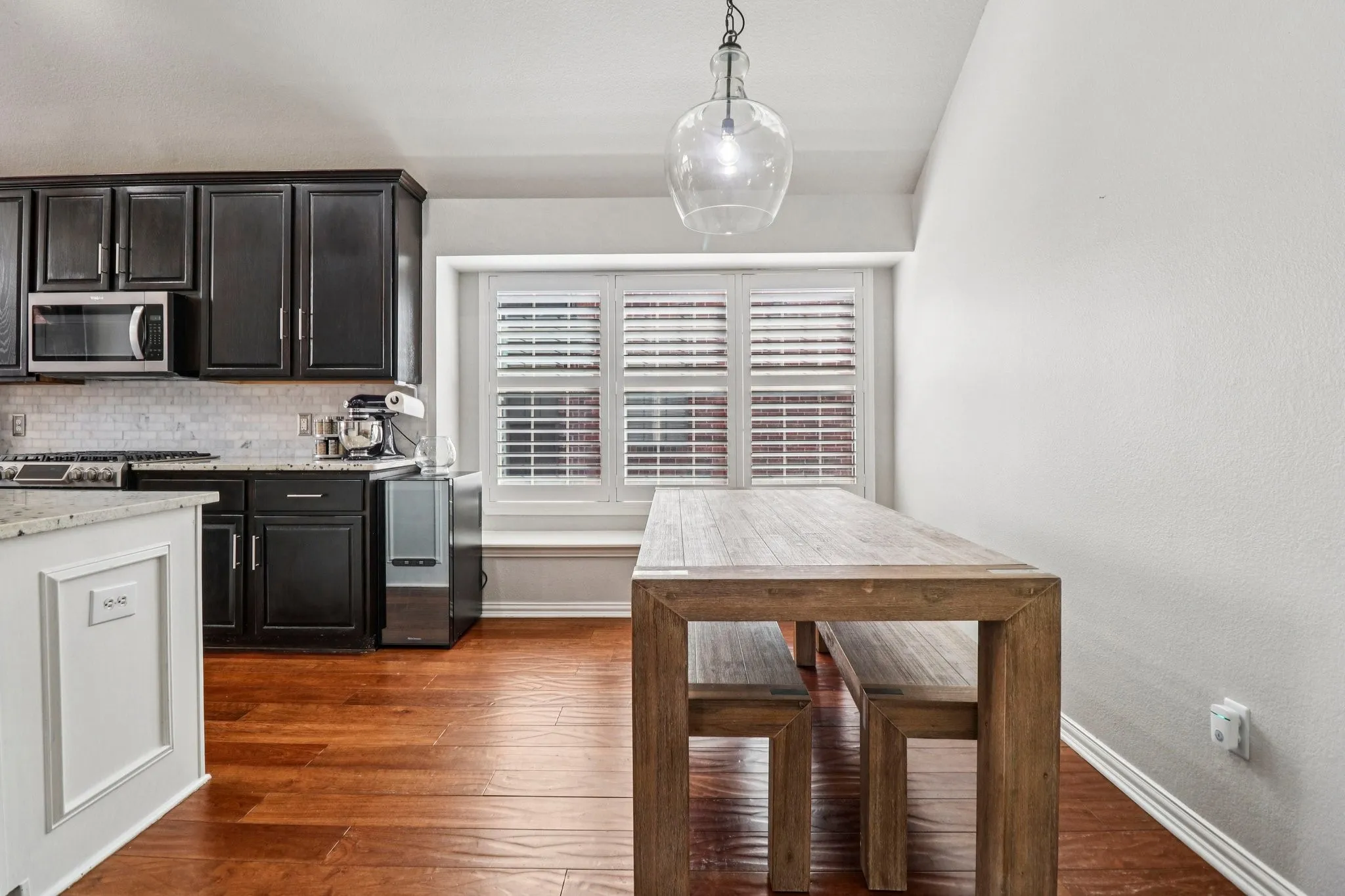 The eat in kitchen has room for a nice sized table.