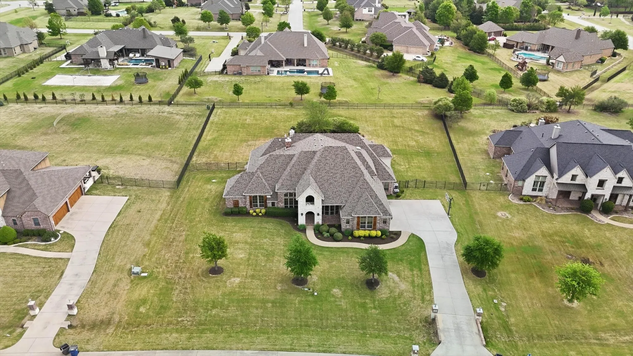 Aerial perspective of suburban area