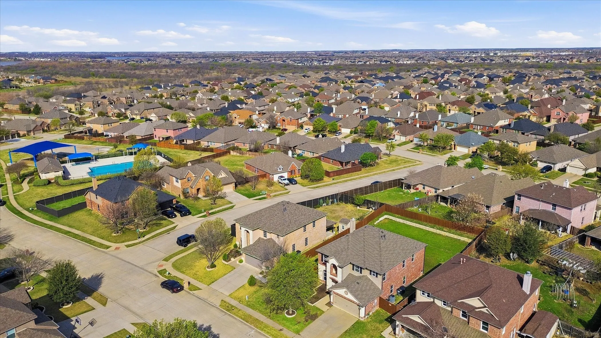 Aerial view of residential area