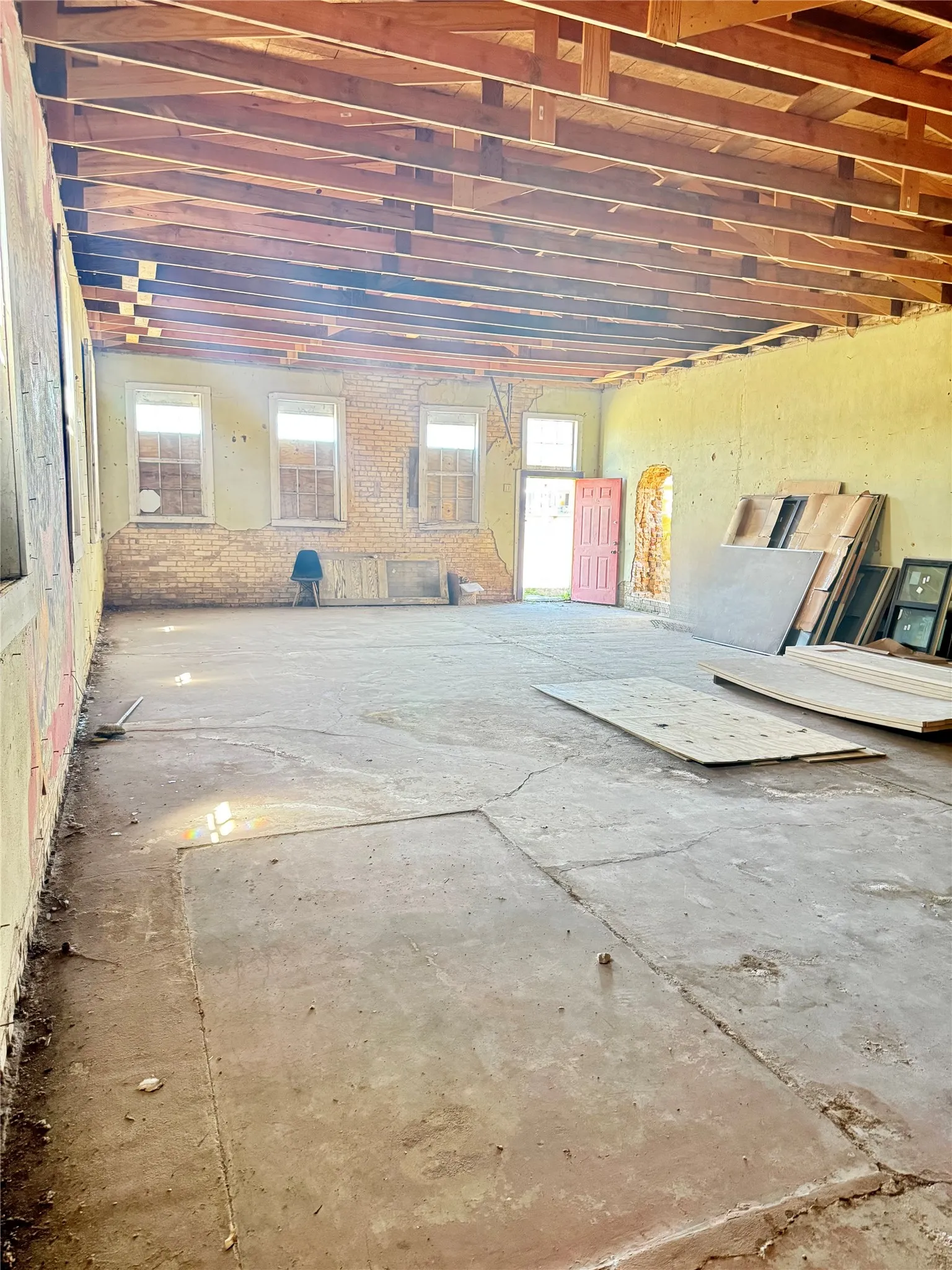View from the back west corner looking towards the front of the building.