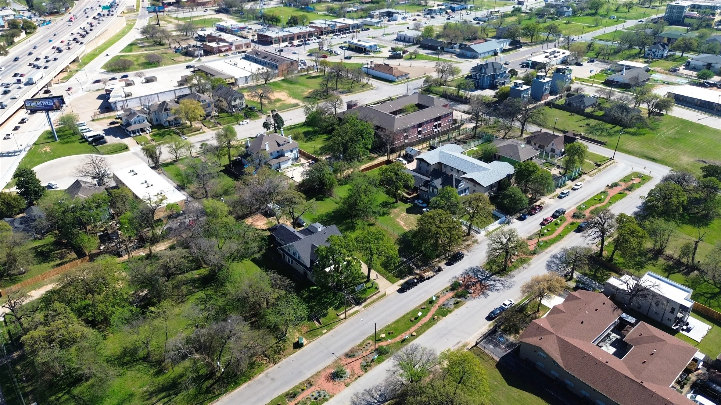 Aerial view of residential area