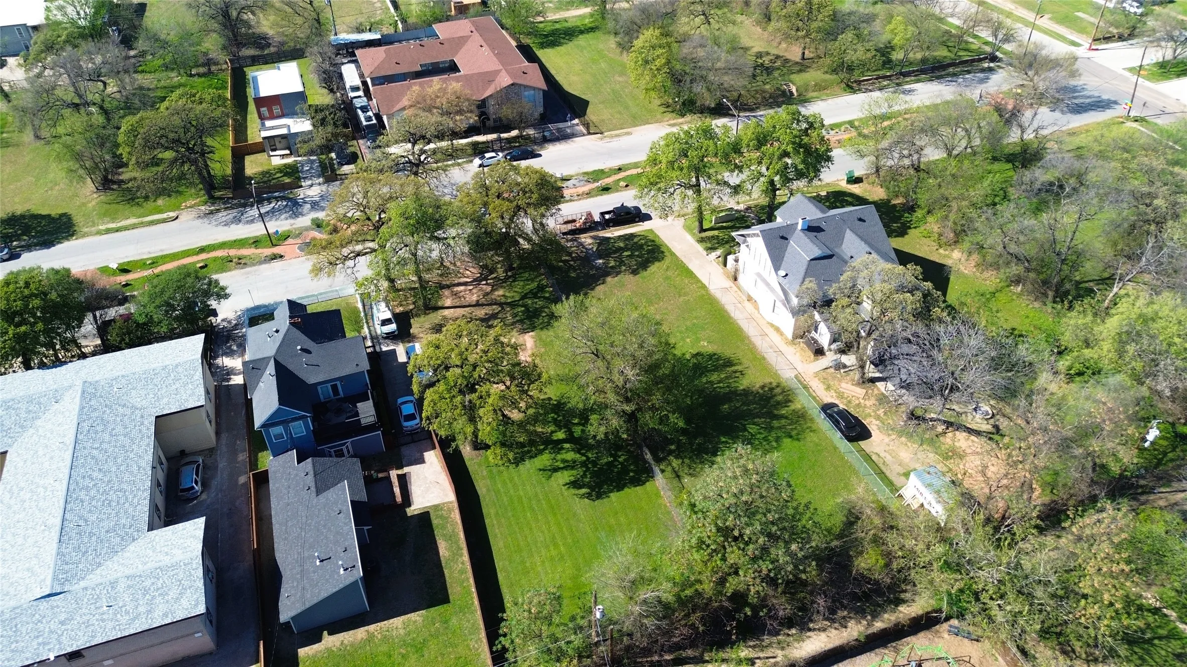 Aerial perspective of suburban area