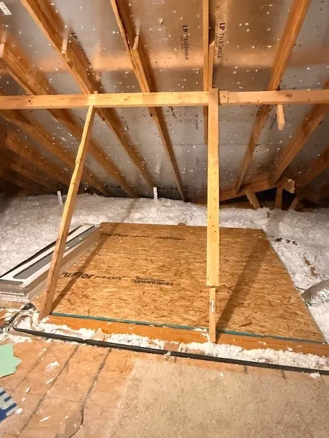 There’s no shortage of storage space for all your holiday decor with  access to this decked attic space off the game room.