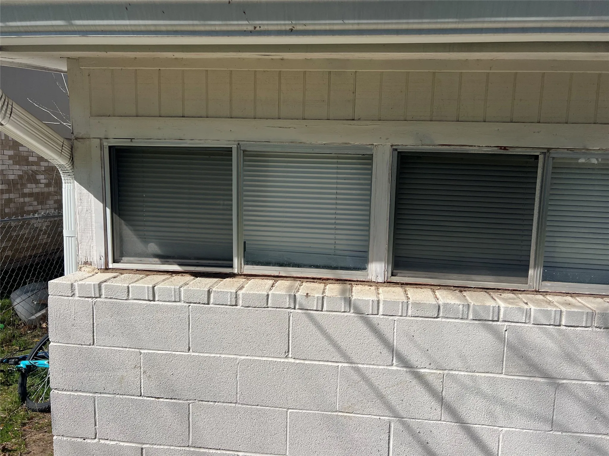 Exterior view of concrete block siding