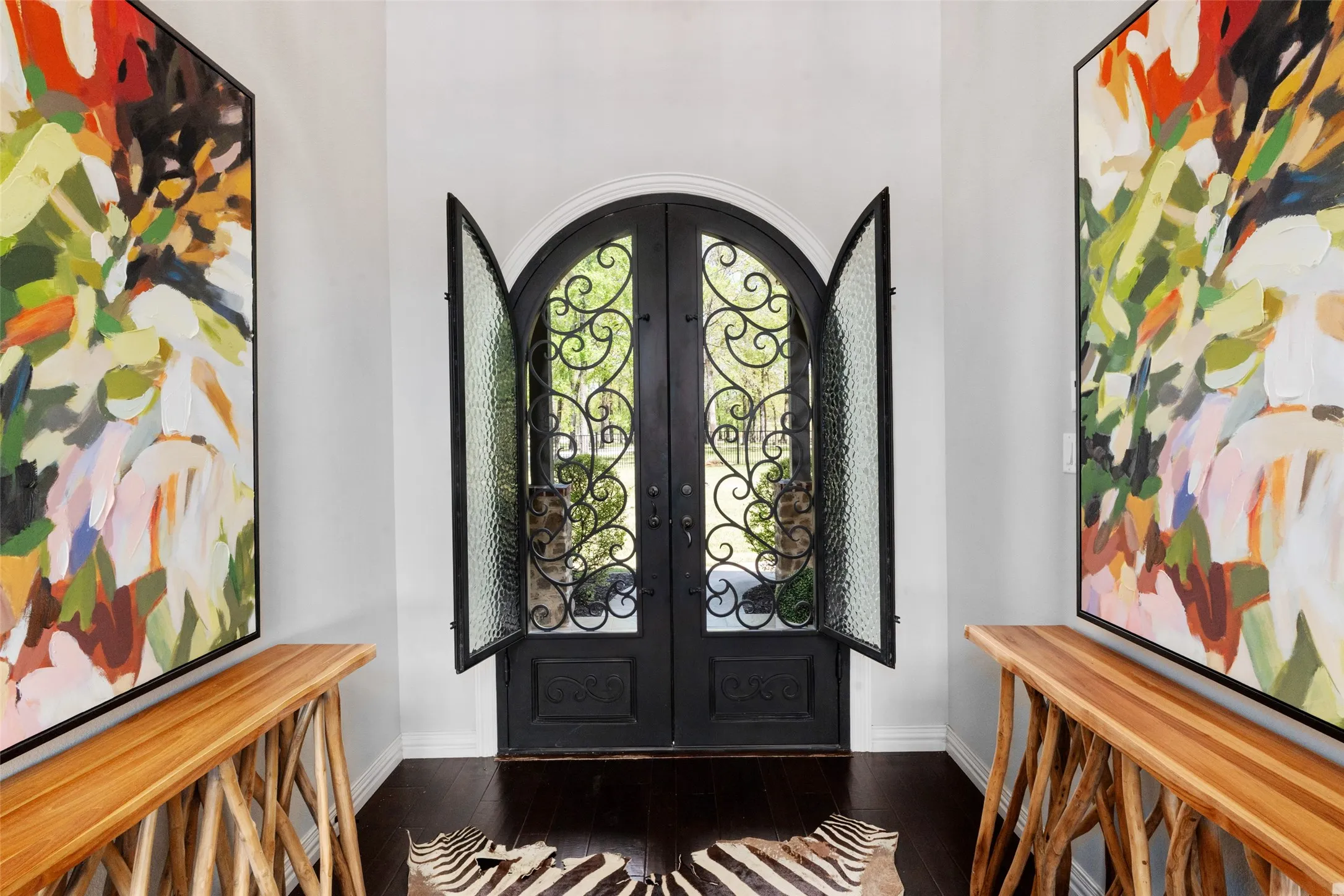 Iron door with operational glass