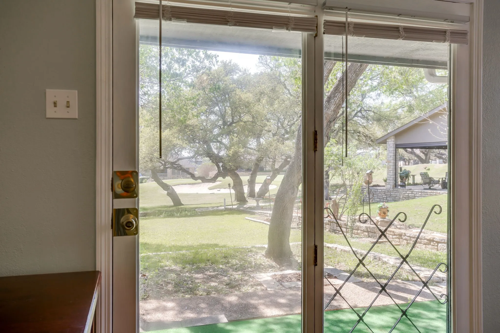 View of the door from the living room out onto the patio.
