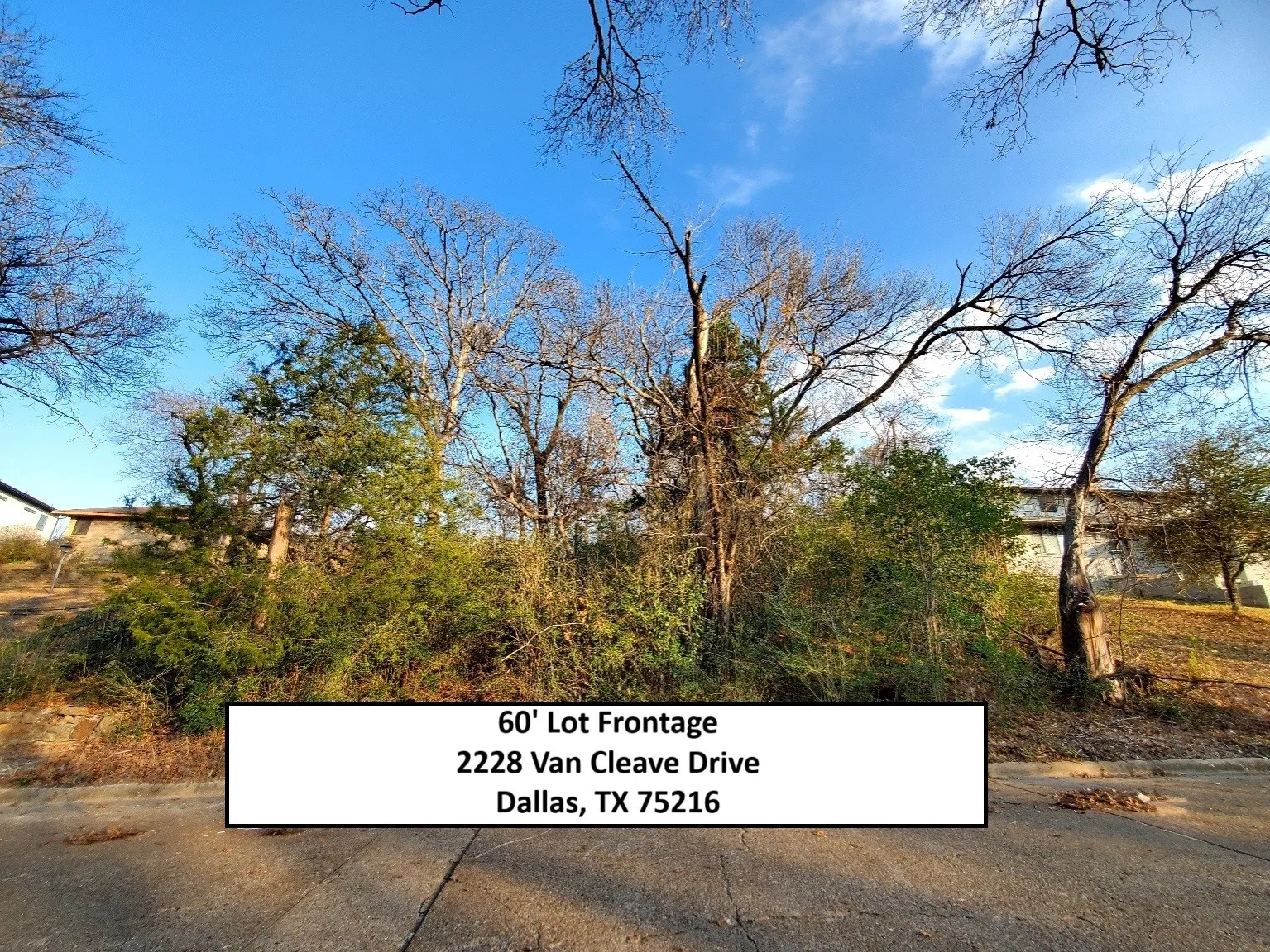 Front of lot - 60' Wide
