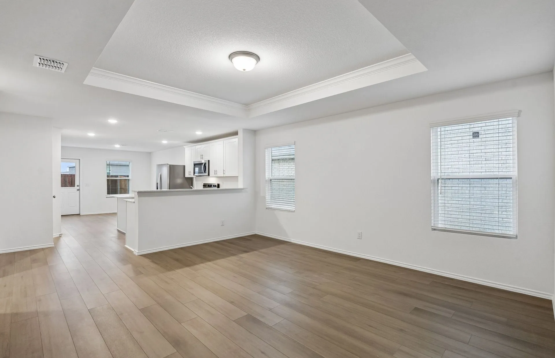 View of kitchen from living room