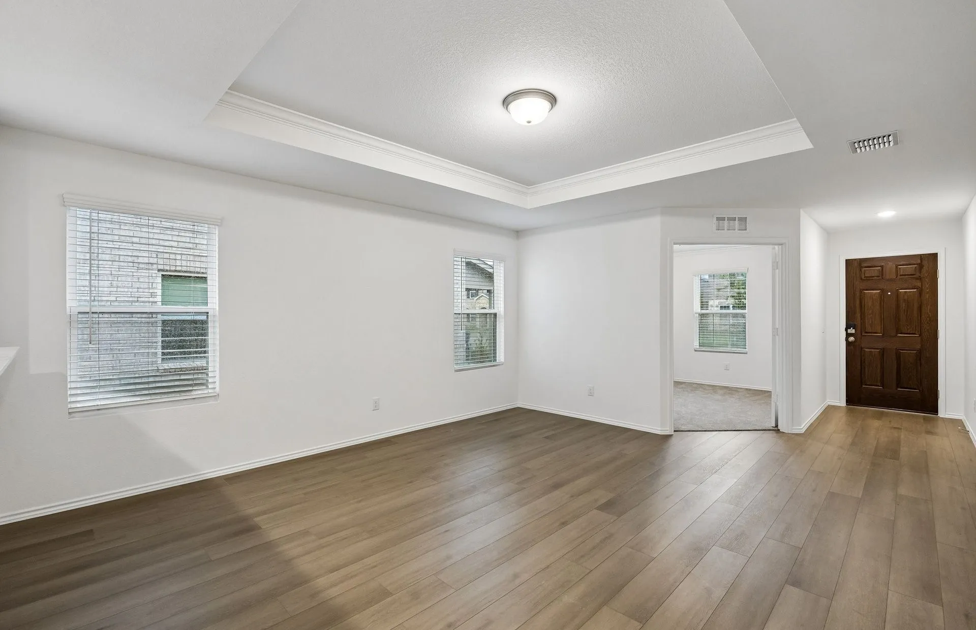 Tray ceiling in living room
