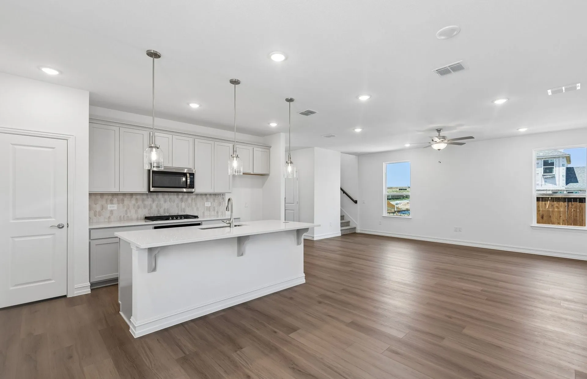Kitchen overlooking main gathering area