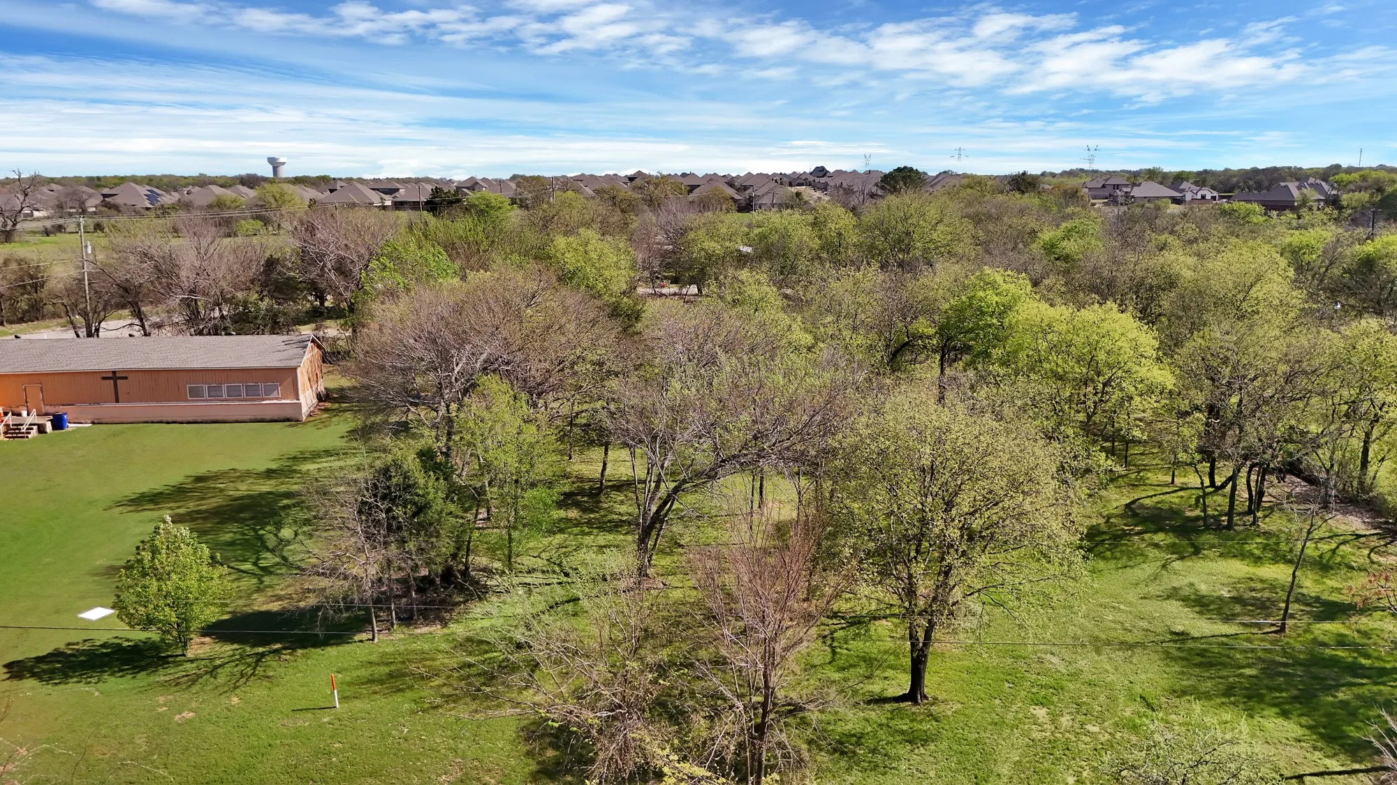 Drone / aerial view of a tree filled landscape