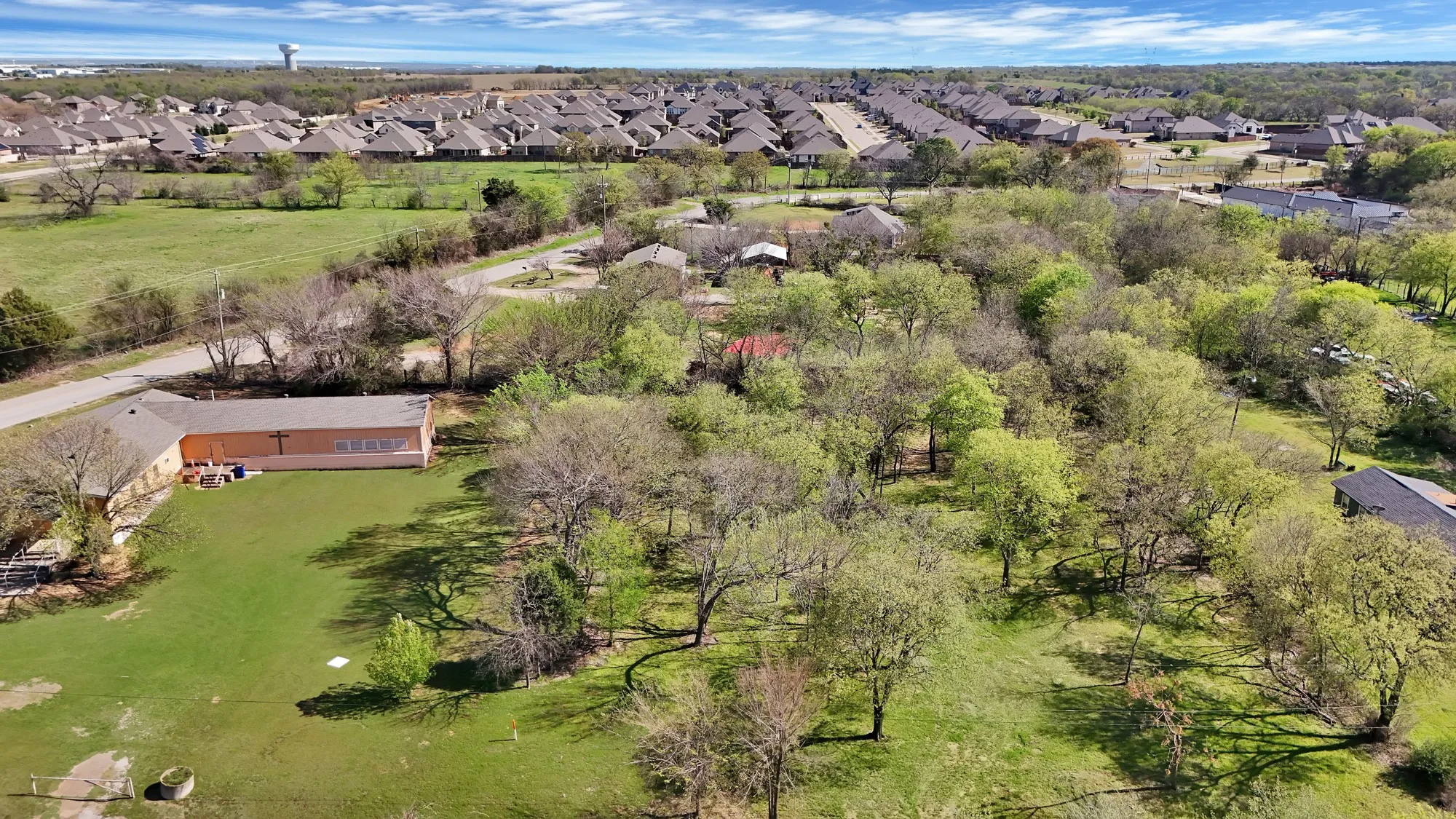 Aerial perspective of suburban area