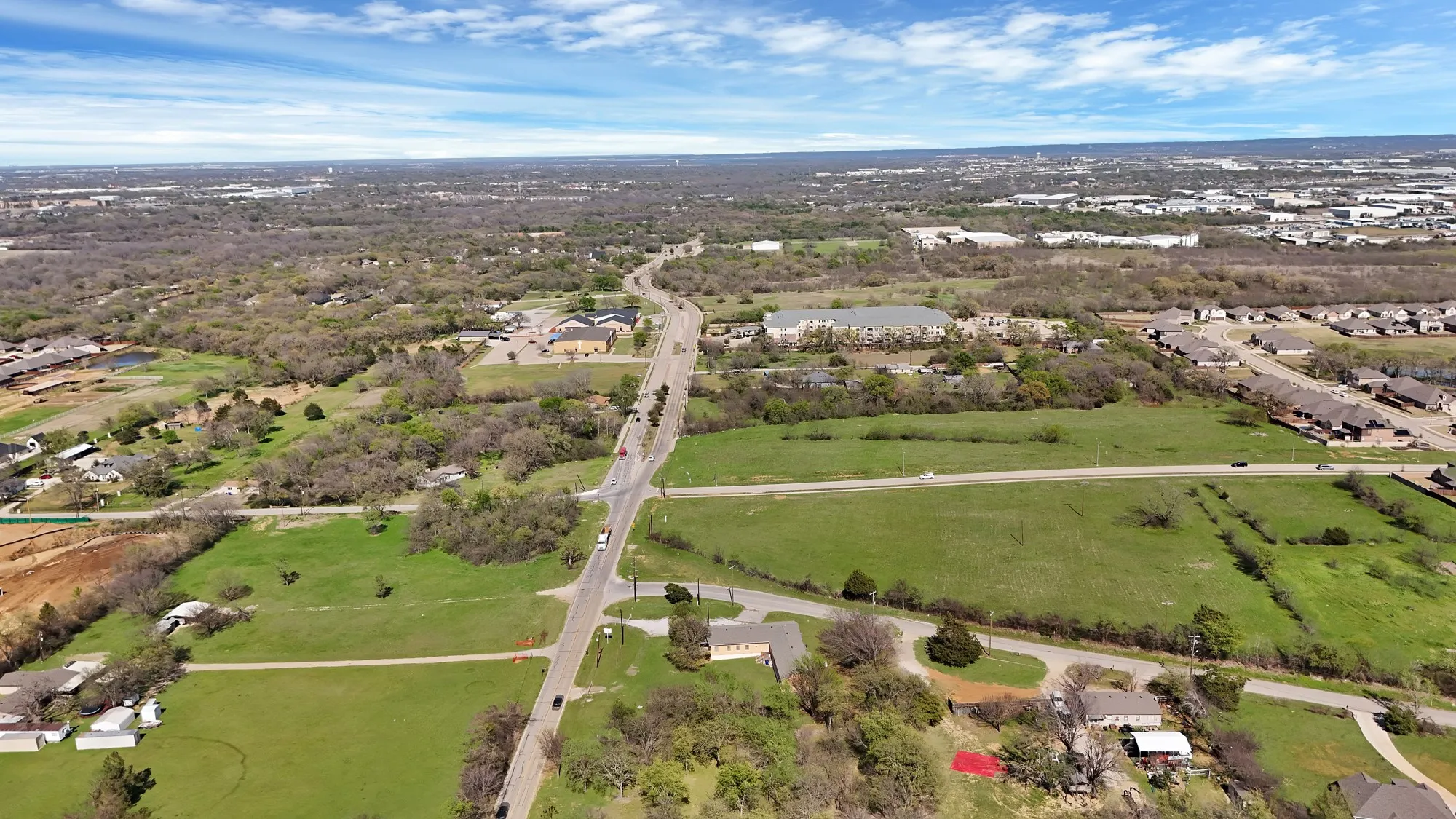 Aerial perspective of suburban area
